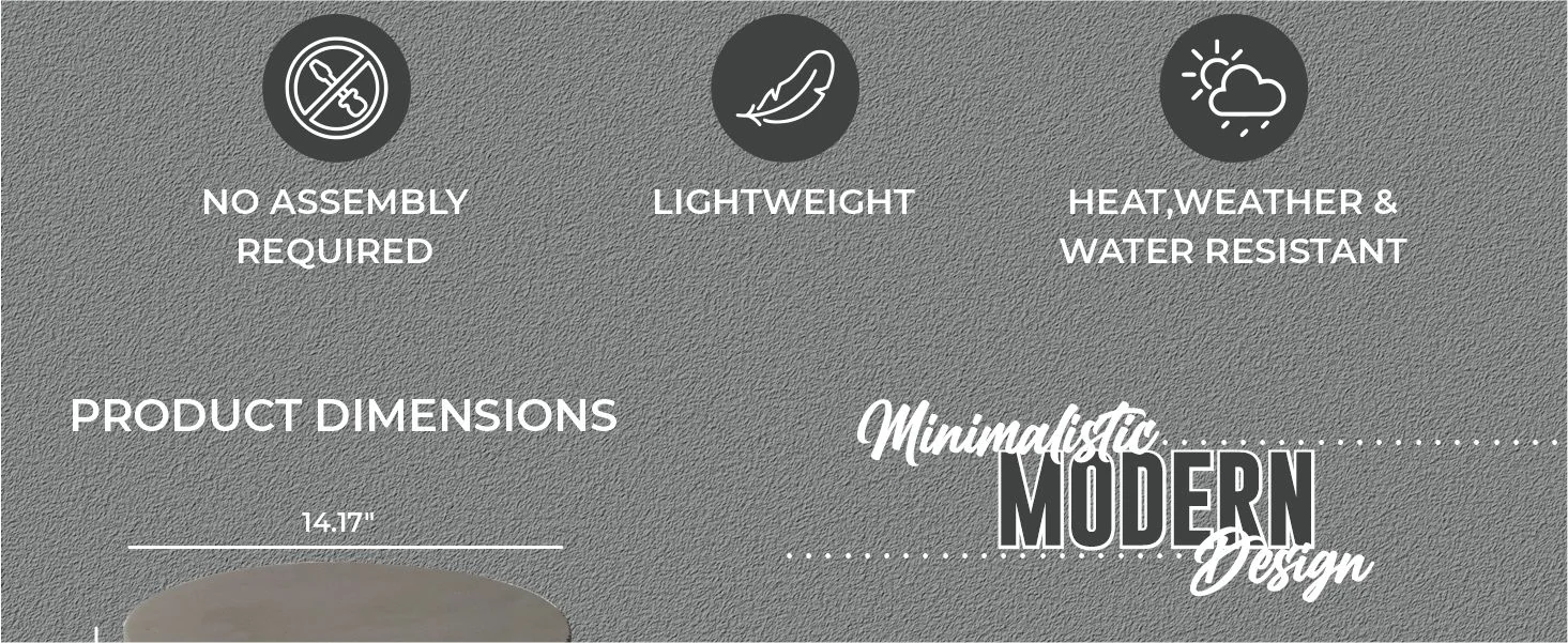 Eden Collection Fiberglass Outdoor Side Table in Grey