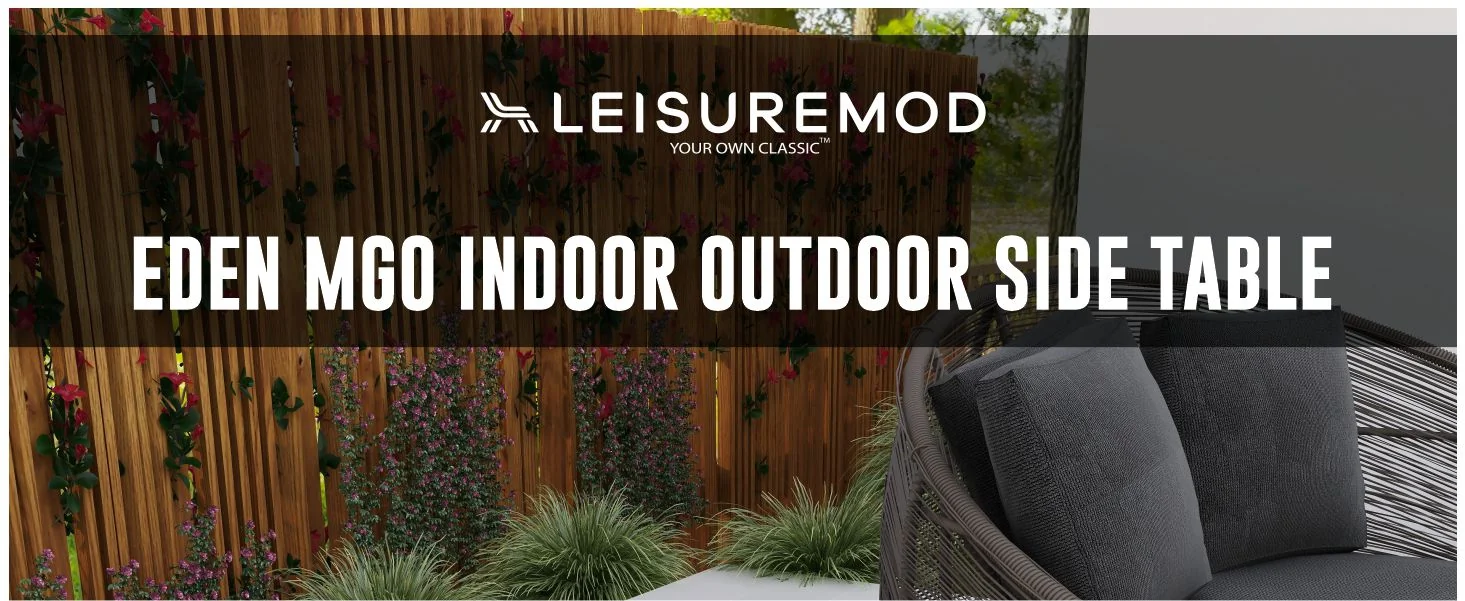 Eden Collection Fiberglass Outdoor Side Table in Grey