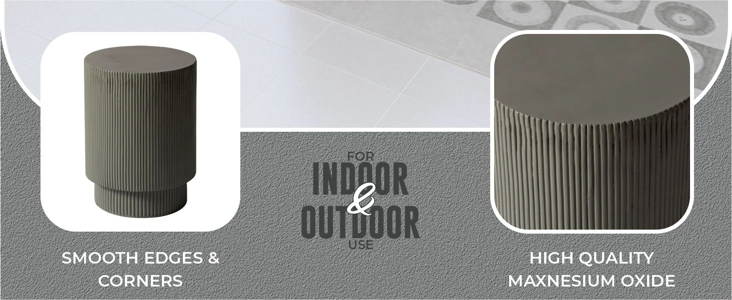 Eden Collection Fiberglass Outdoor Side Table in Grey