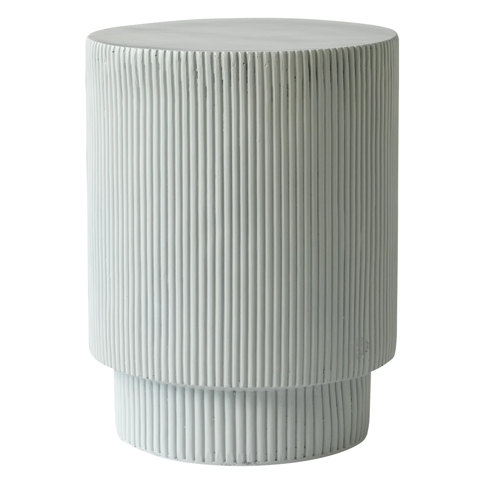 Eden Collection Fiberglass Outdoor Side Table in Light Grey