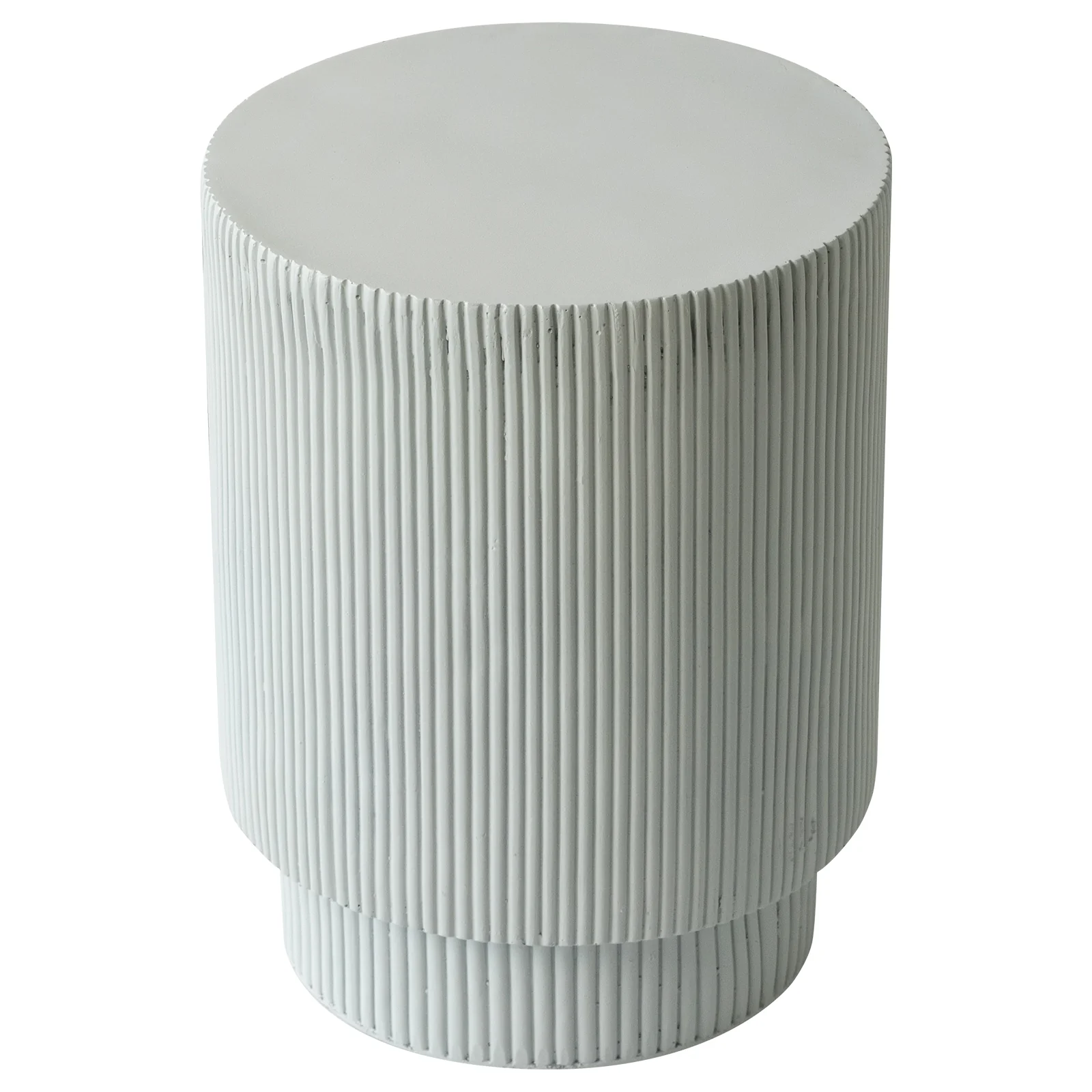 Eden Collection Fiberglass Outdoor Side Table in Light Grey