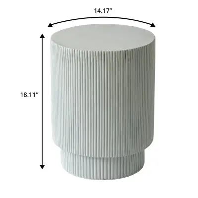 Eden Collection Fiberglass Outdoor Side Table in Light Grey