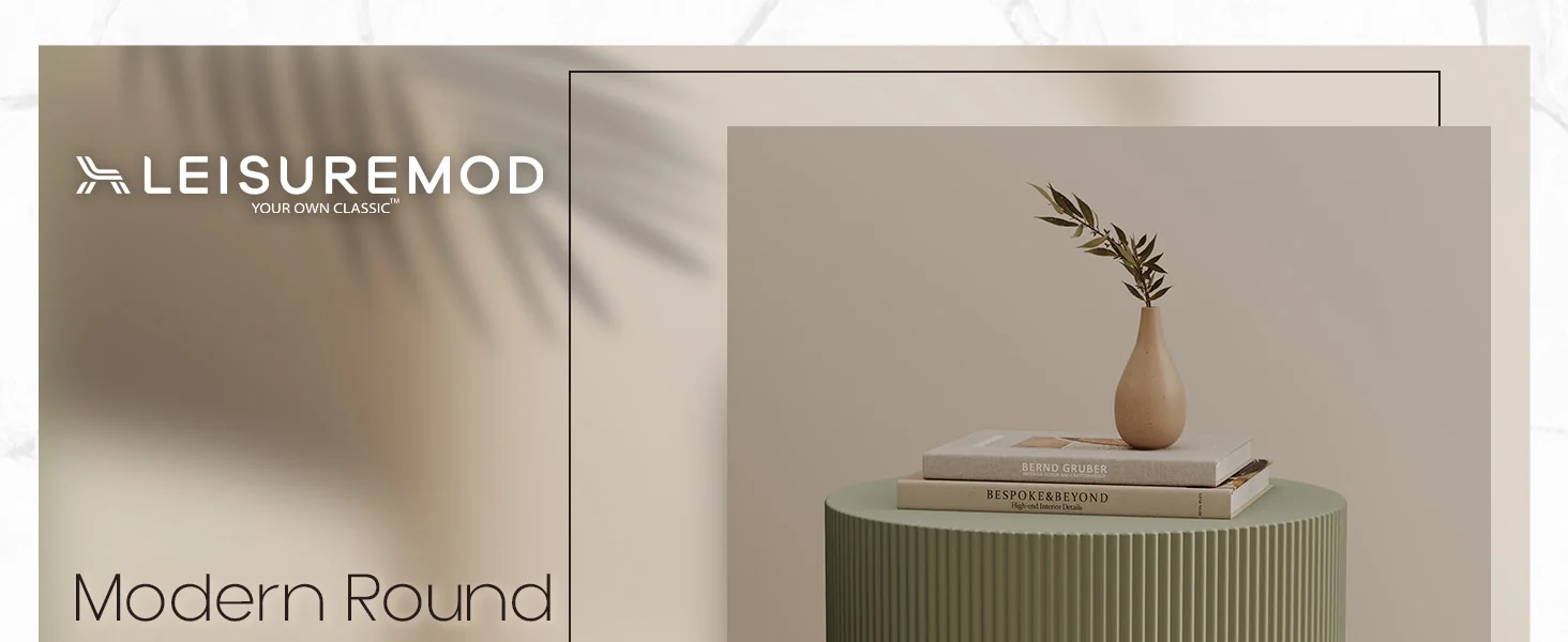 Eden Collection Fiberglass Outdoor Side Table in Olive Green