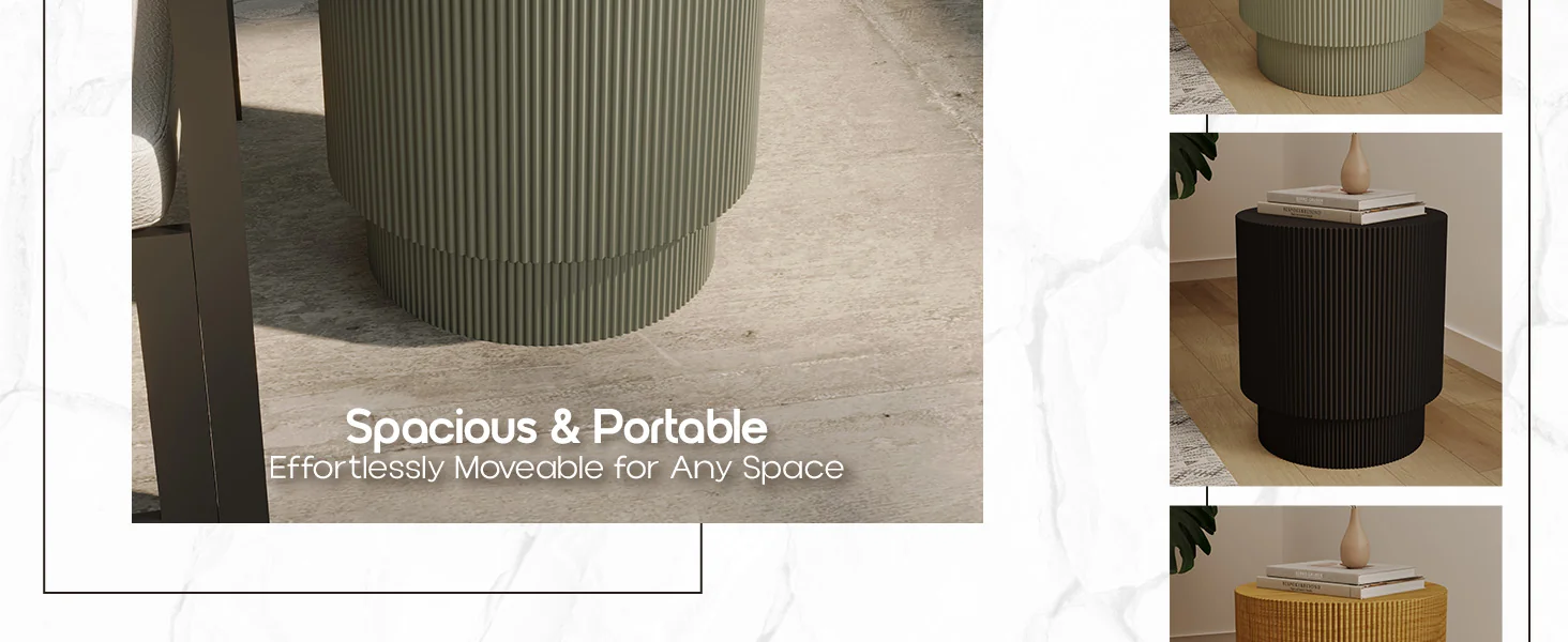 Eden Collection Fiberglass Outdoor Side Table in Olive Green