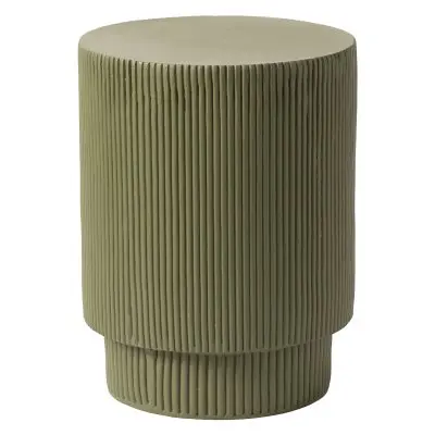 Eden Collection Fiberglass Outdoor Side Table in Olive Green