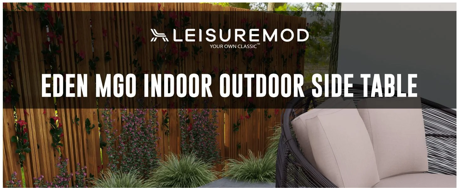 Eden Collection Fiberglass Outdoor Side Table in White