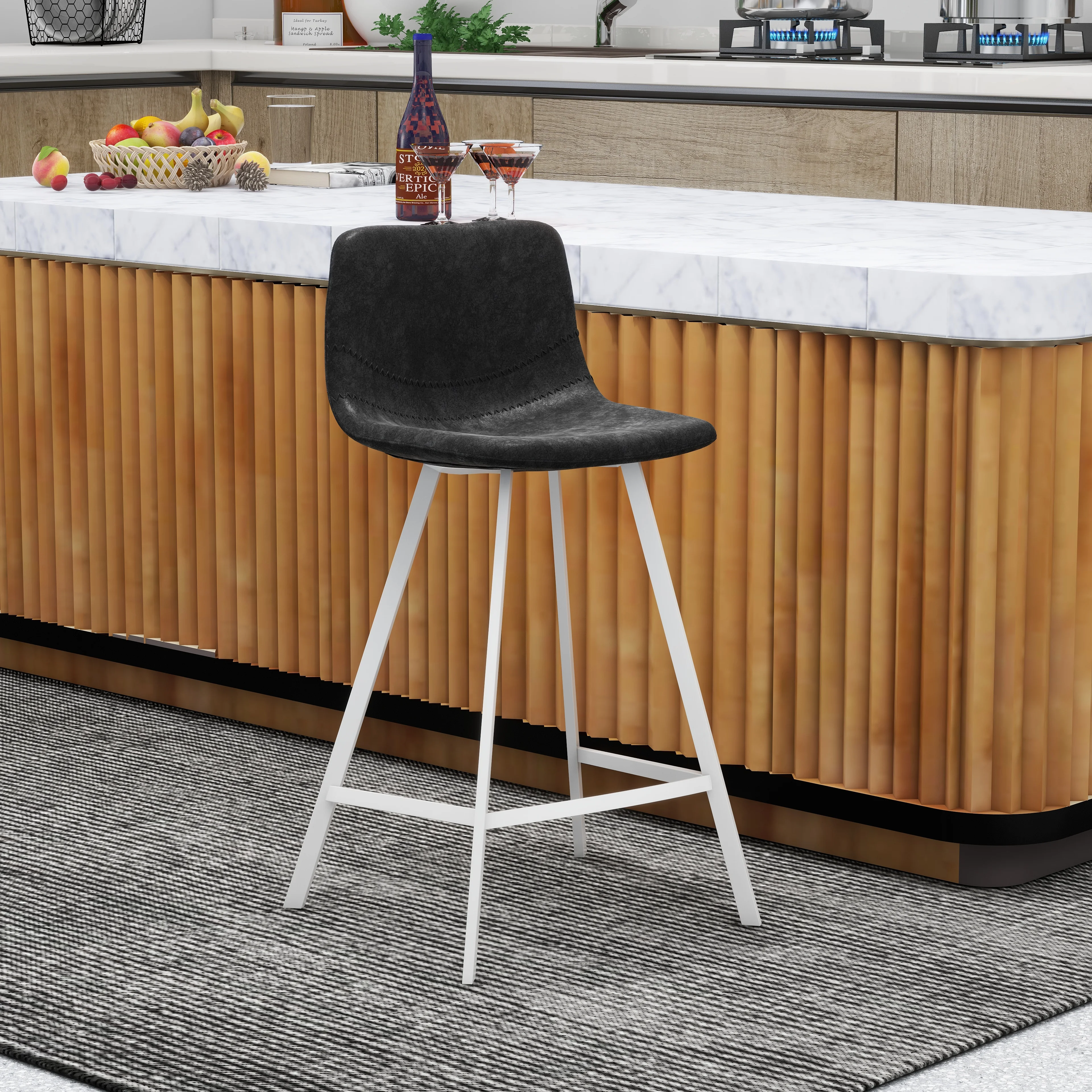 Elland - Counter stool -White Base-Charcoal Black