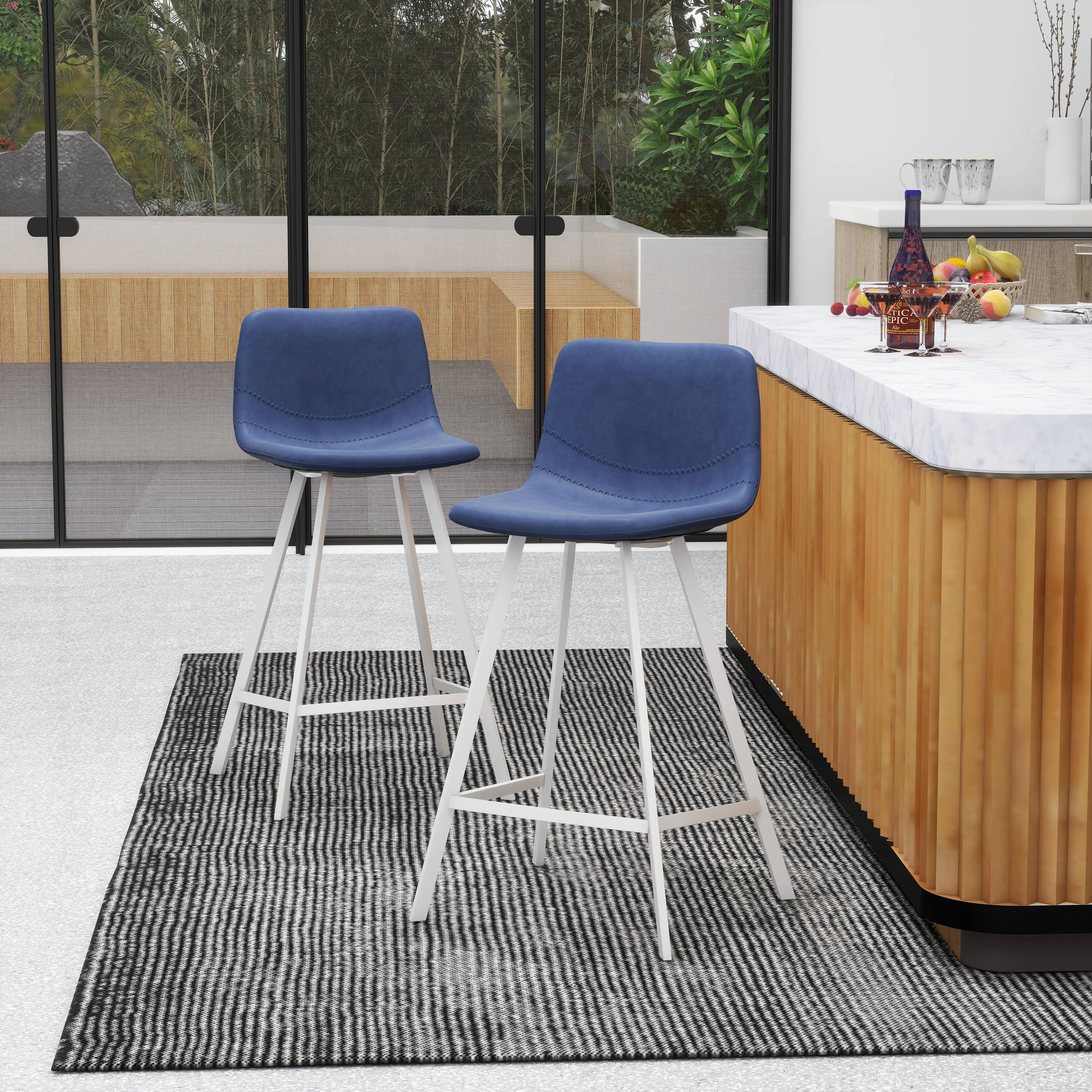 Elland - Counter stool - Peacock Blue - White Base