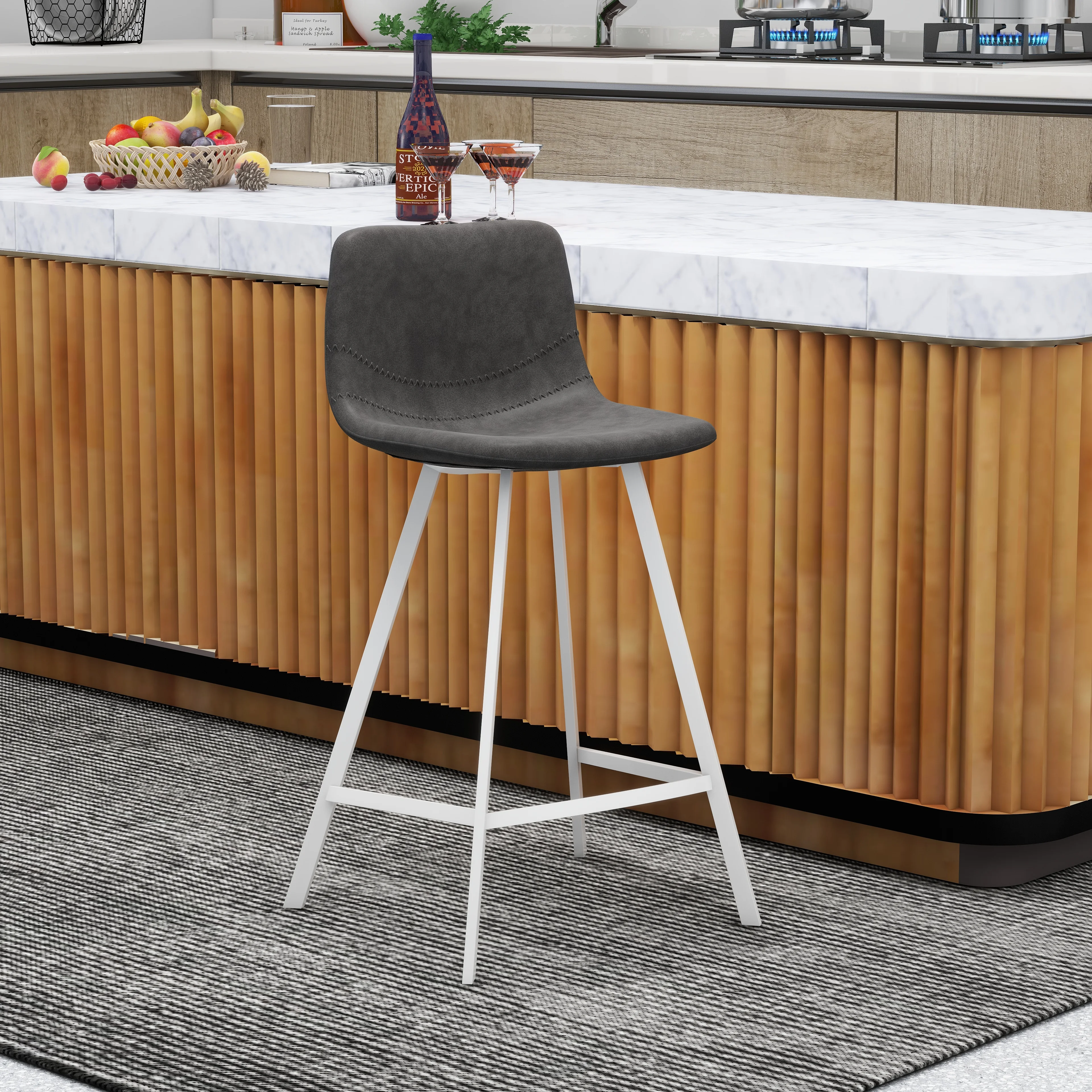 Elland - Counter stool - Grey- White Base