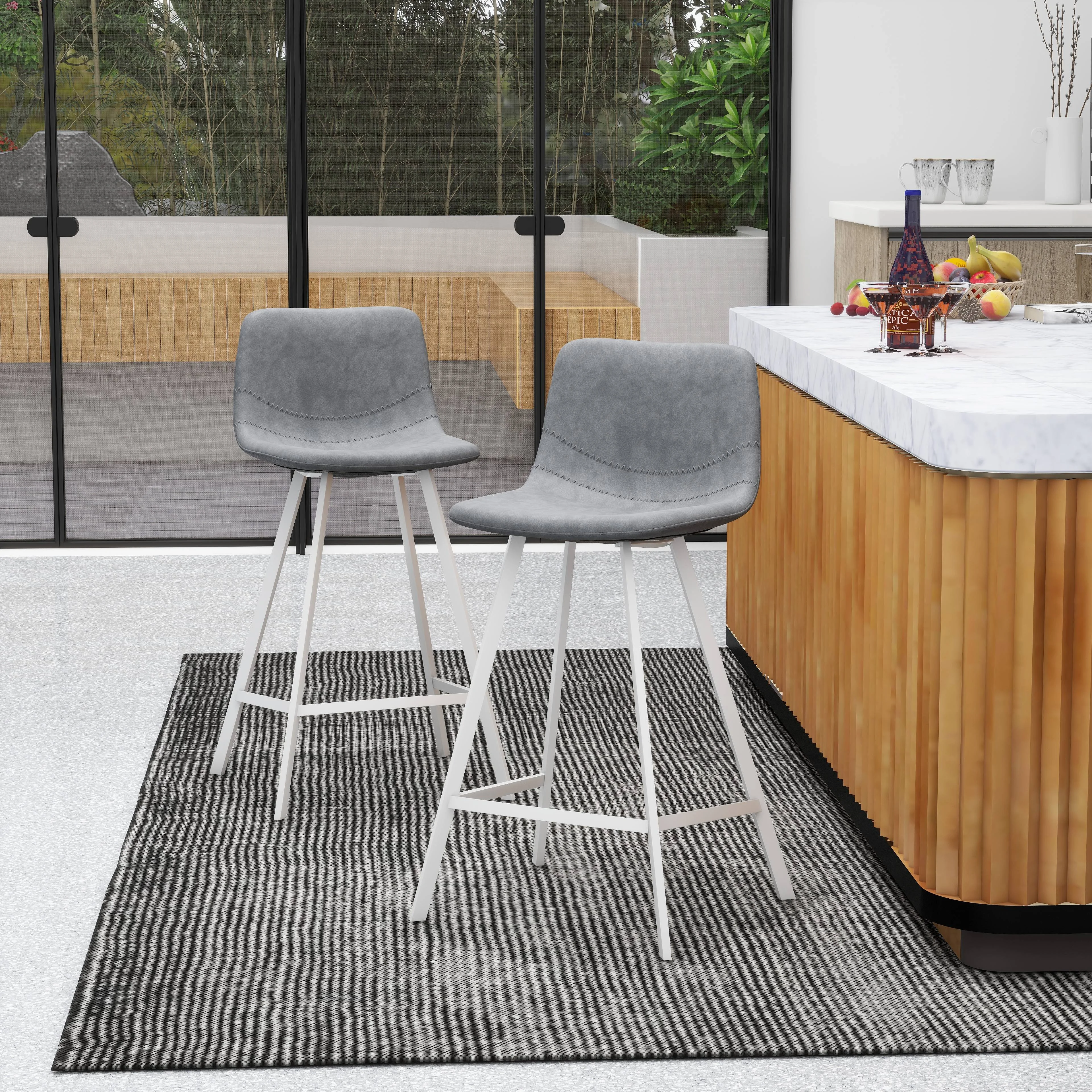 Elland - Counter stool -Light Grey- White base