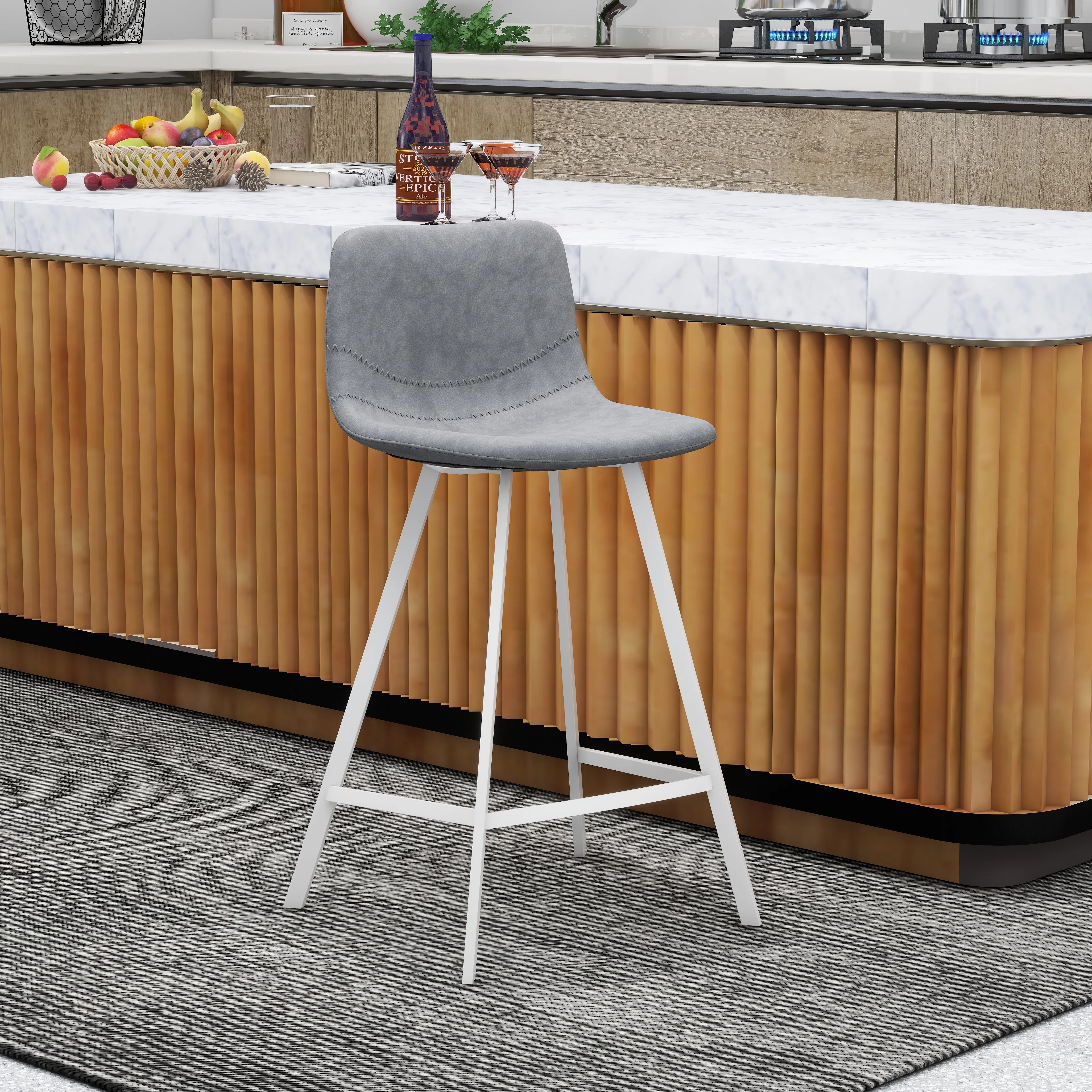 Elland - Counter stool -Light Grey- White base