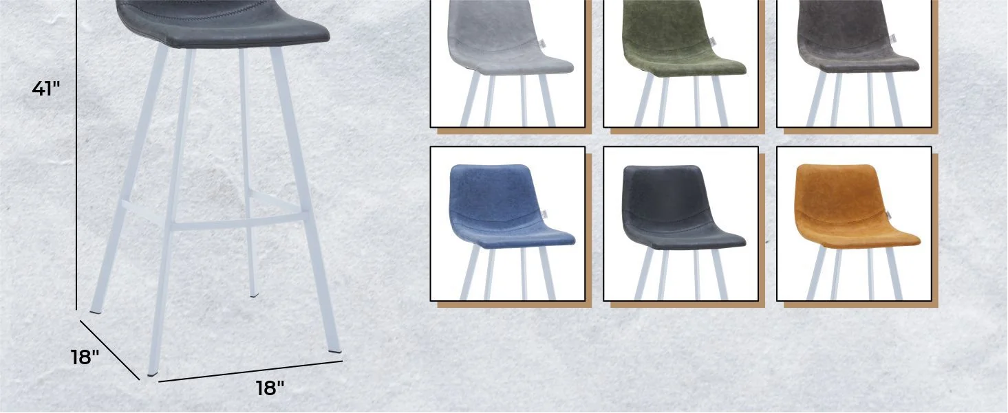 Elland - Bar stool -Charcoal Black- White Base