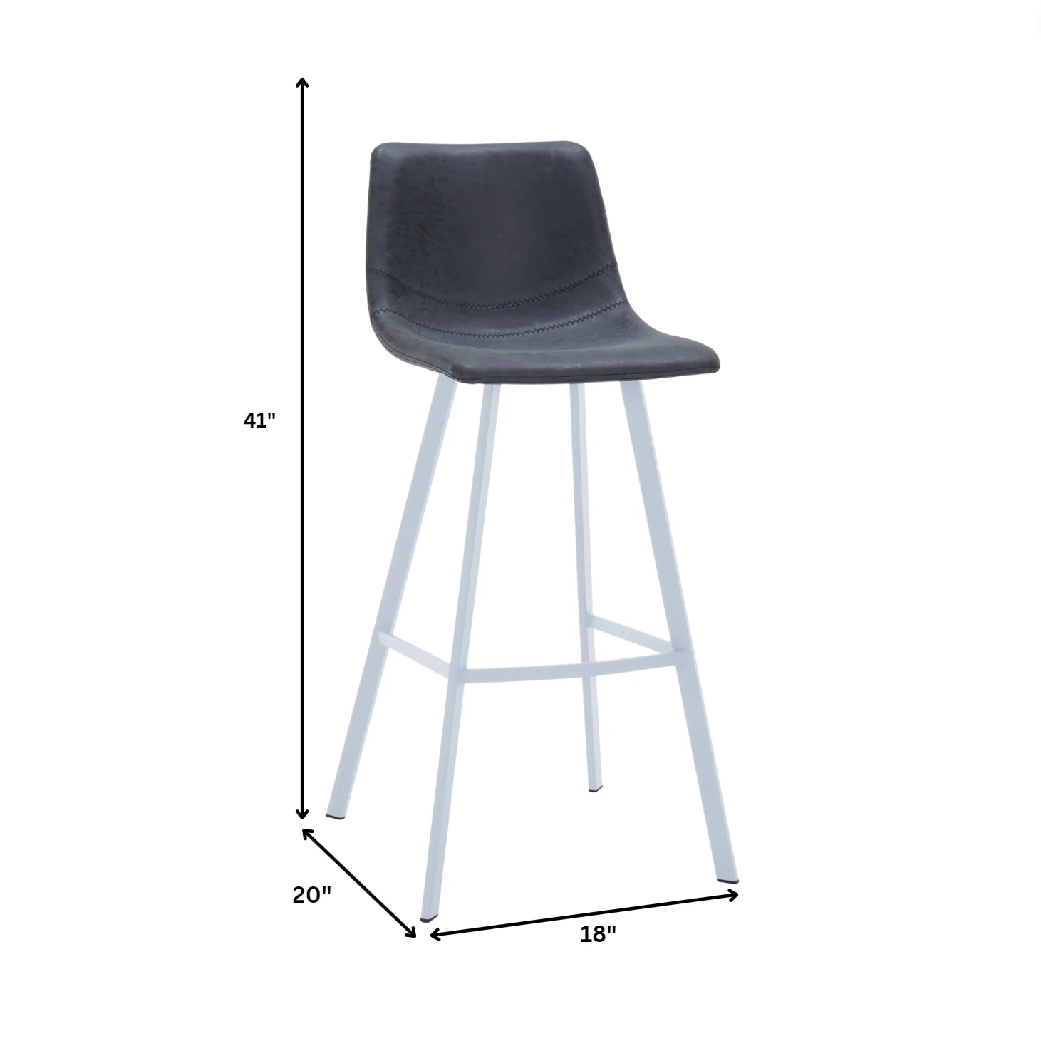 Elland - Bar stool -Charcoal Black- White Base