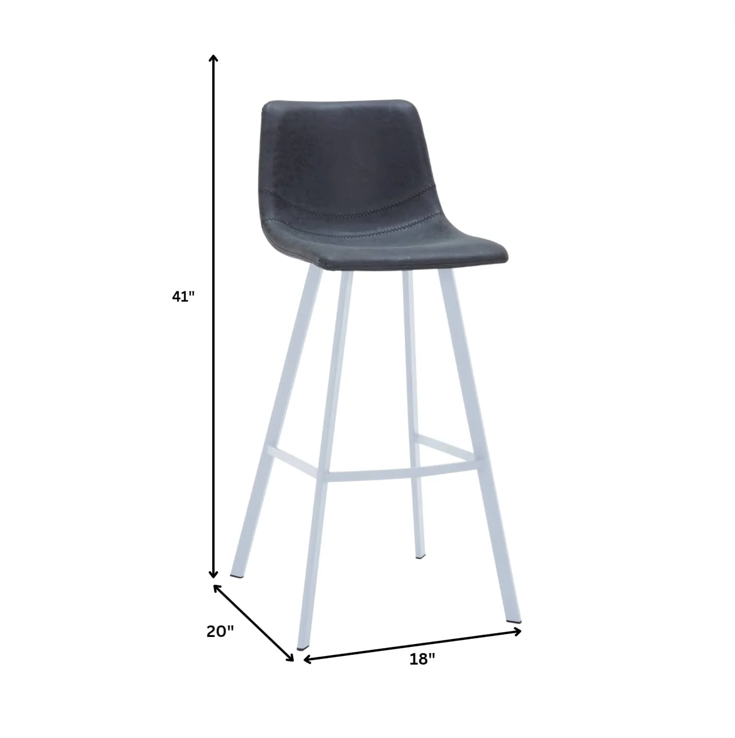 Elland - Bar stool -Charcoal Black- White Base Set of 2
