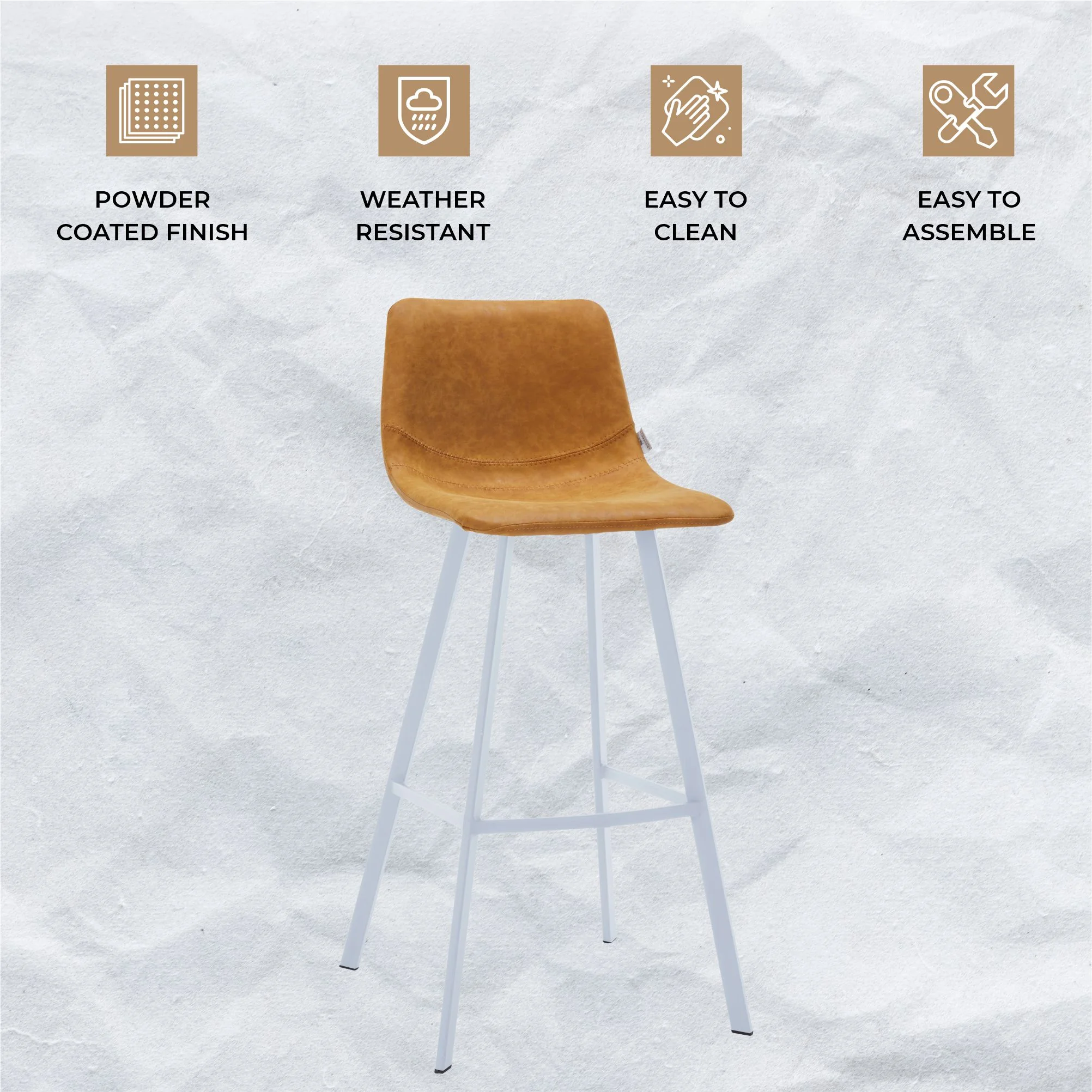 Elland - Bar stool - Light Brown - White Base Set of 2