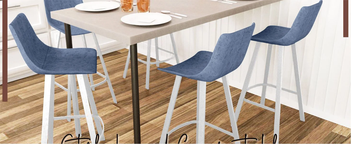 Elland - Bar stool - Peacock Blue - White Base