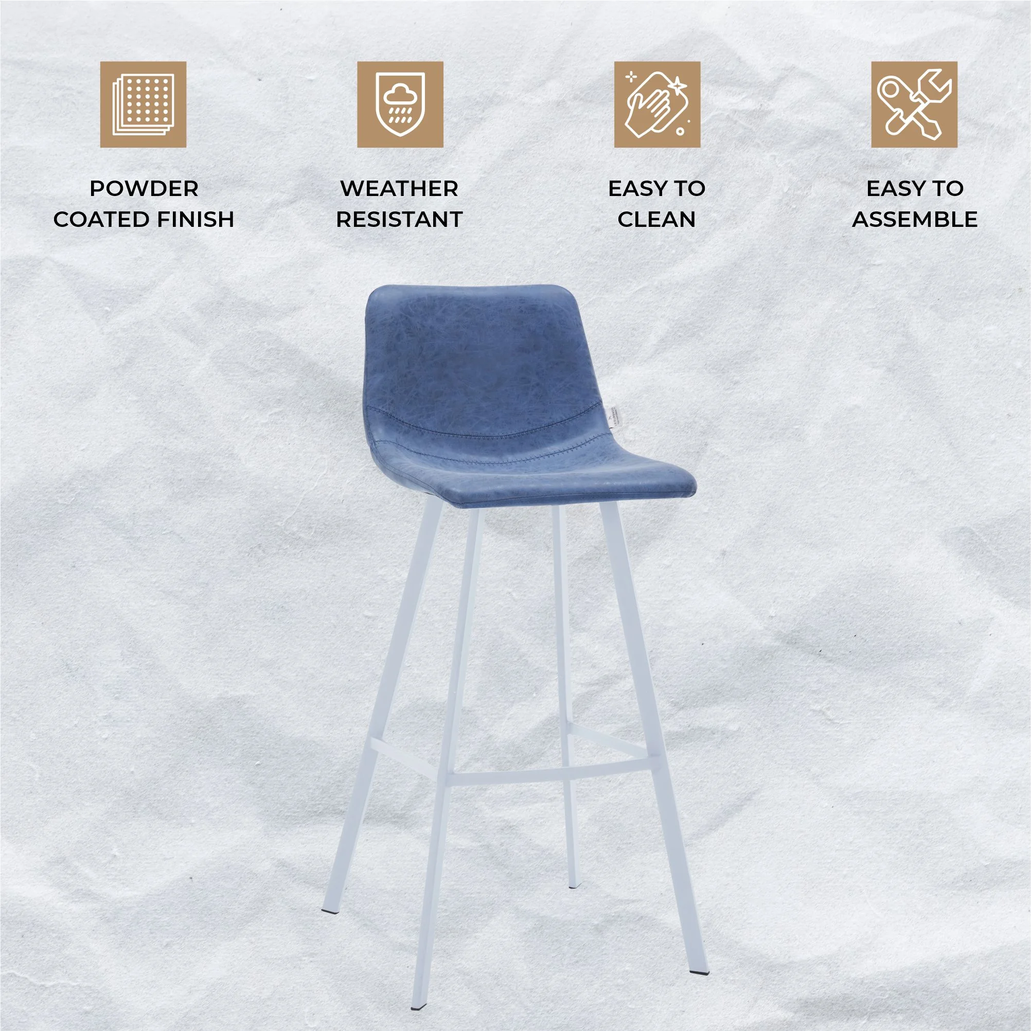 Elland - Bar stool - Peacock Blue - White Base