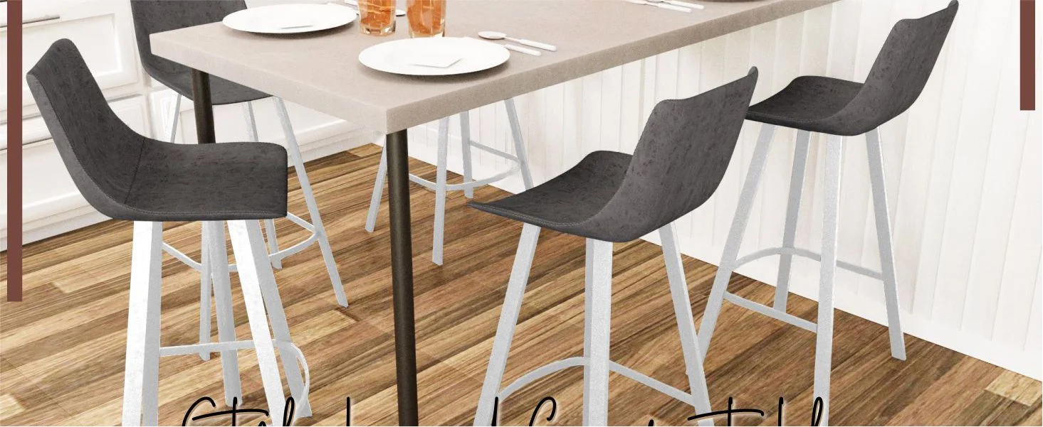 Elland - Bar stool - Grey- White Base