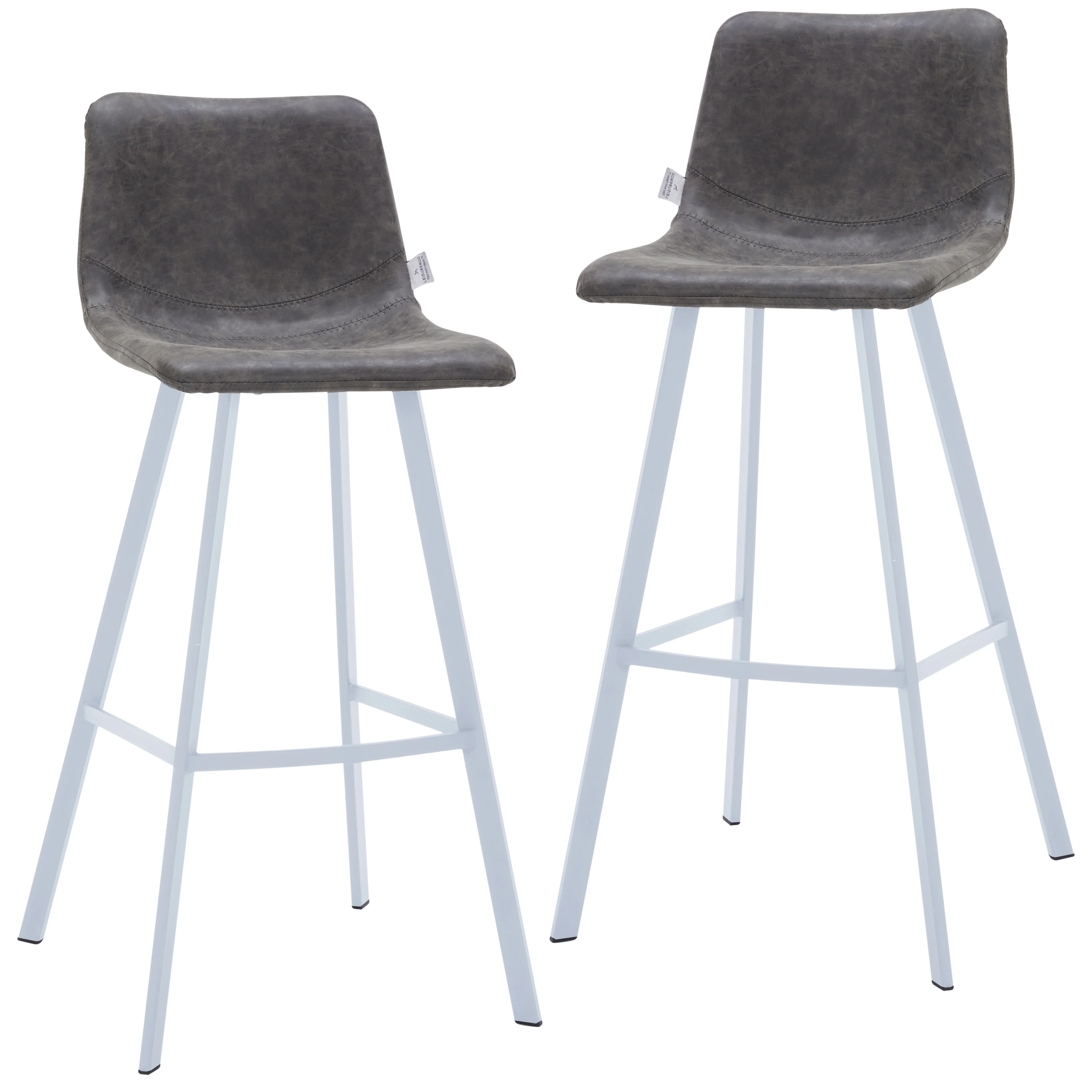 Elland - Bar stool - Grey- White Base Set of 2