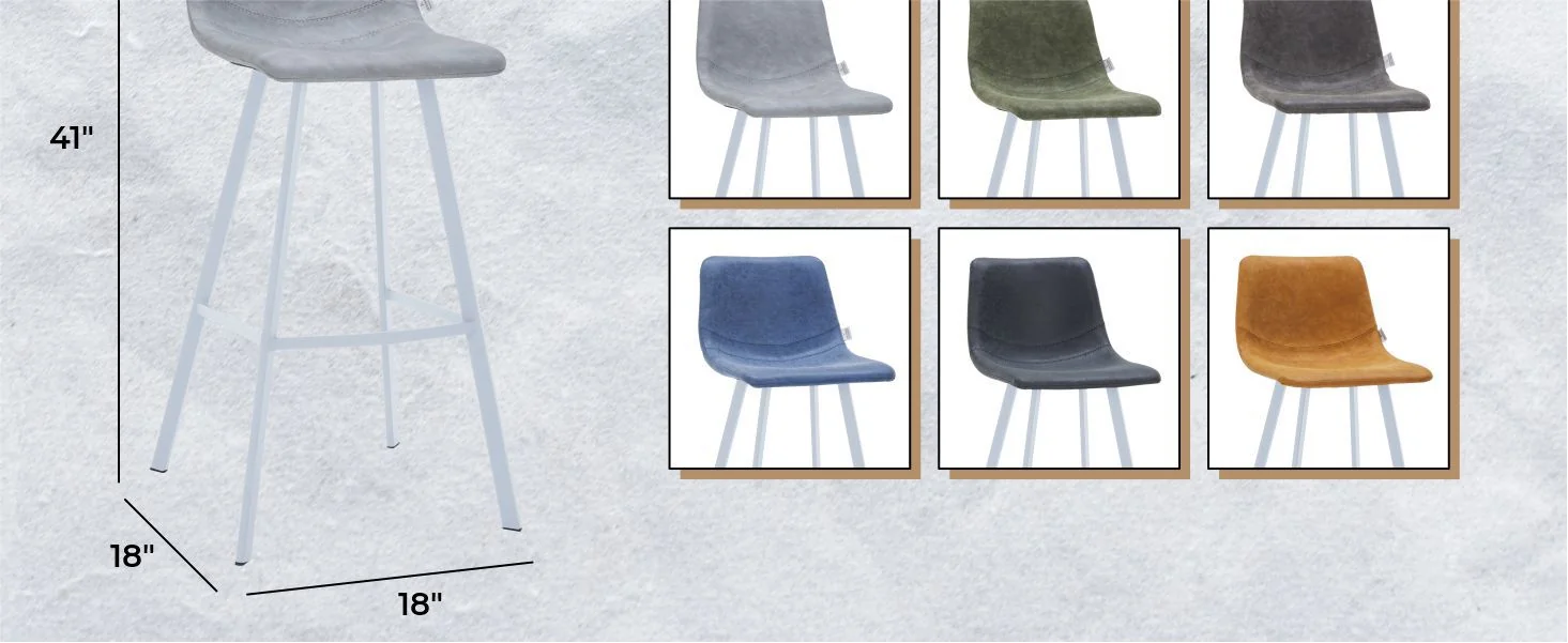 Elland - Bar stool -Light Grey- White Base