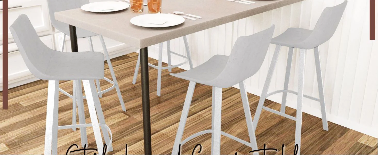 Elland - Bar stool -Light Grey- White Base