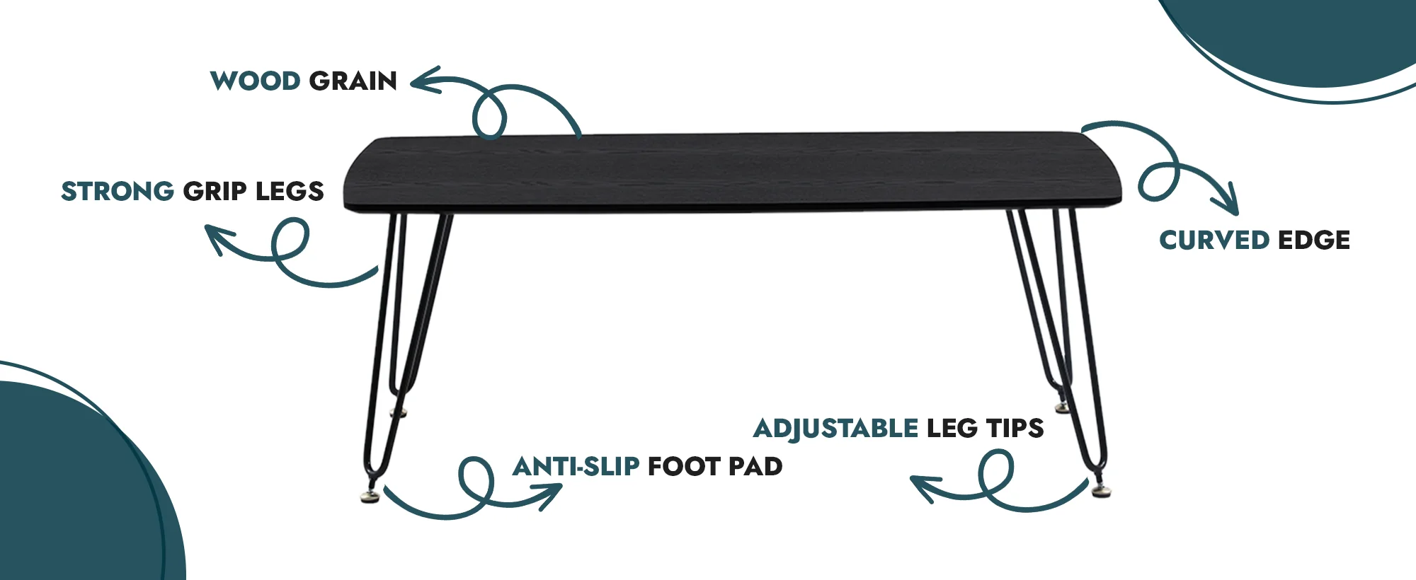 Elmwood Modern Wood Top Coffee Table With Iron Base