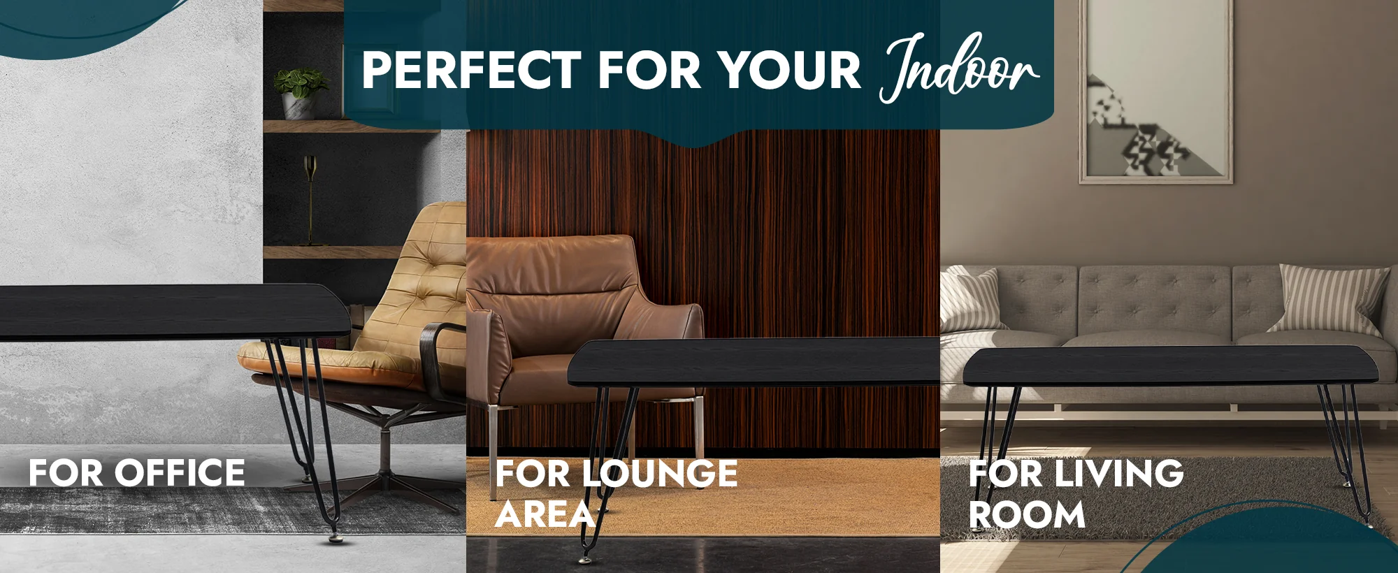 Elmwood Modern Wood Top Coffee Table With Iron Base