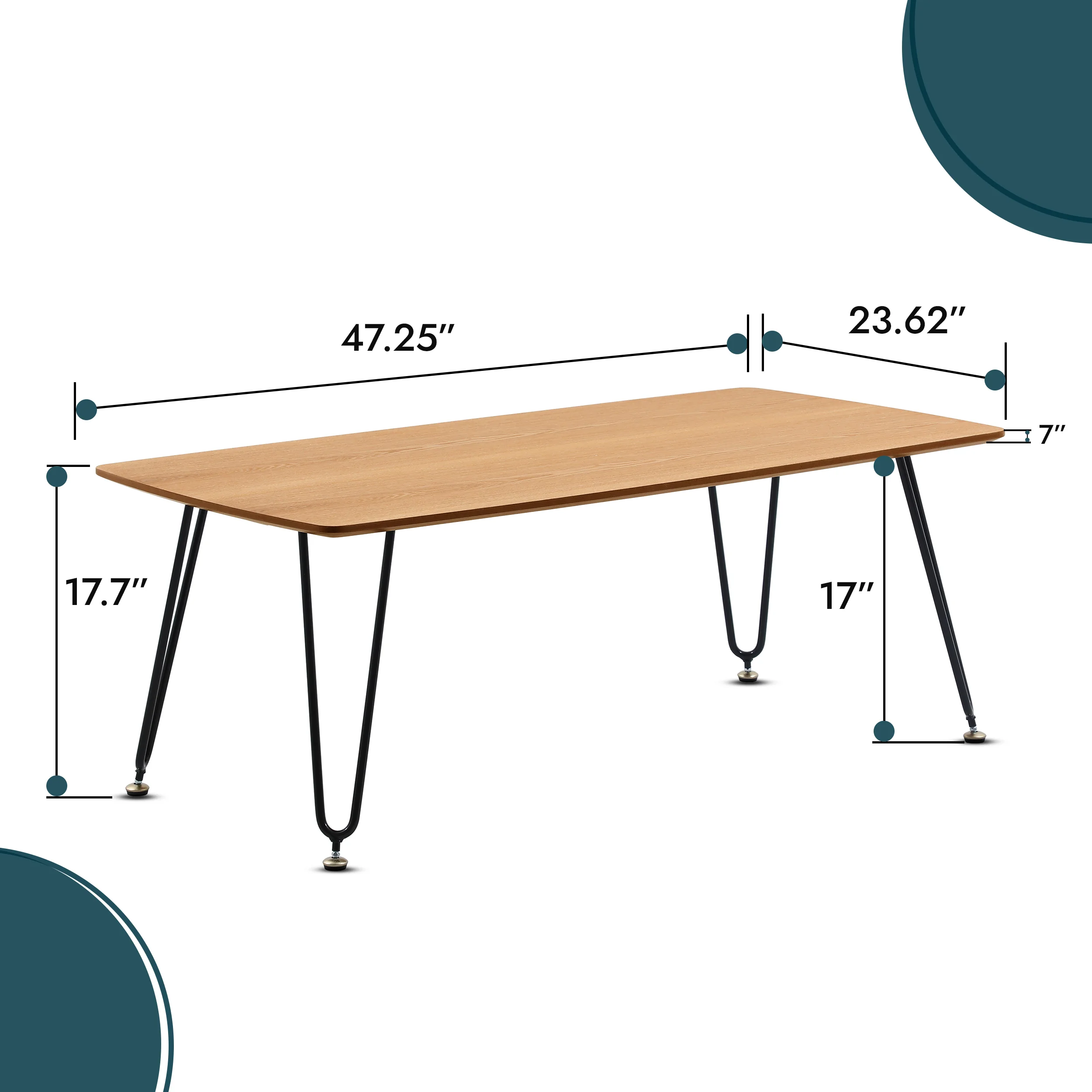 Elmwood Modern Wood Top Coffee Table With Iron Base