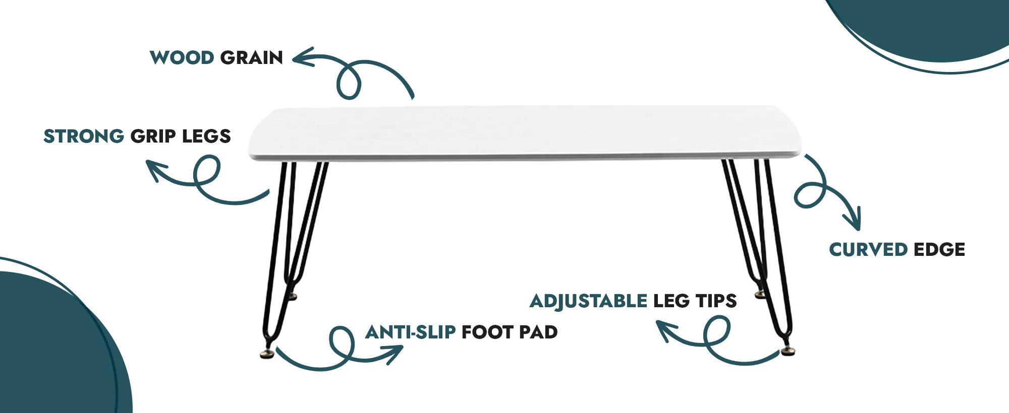 Elmwood Modern Wood Top Coffee Table With Iron Base