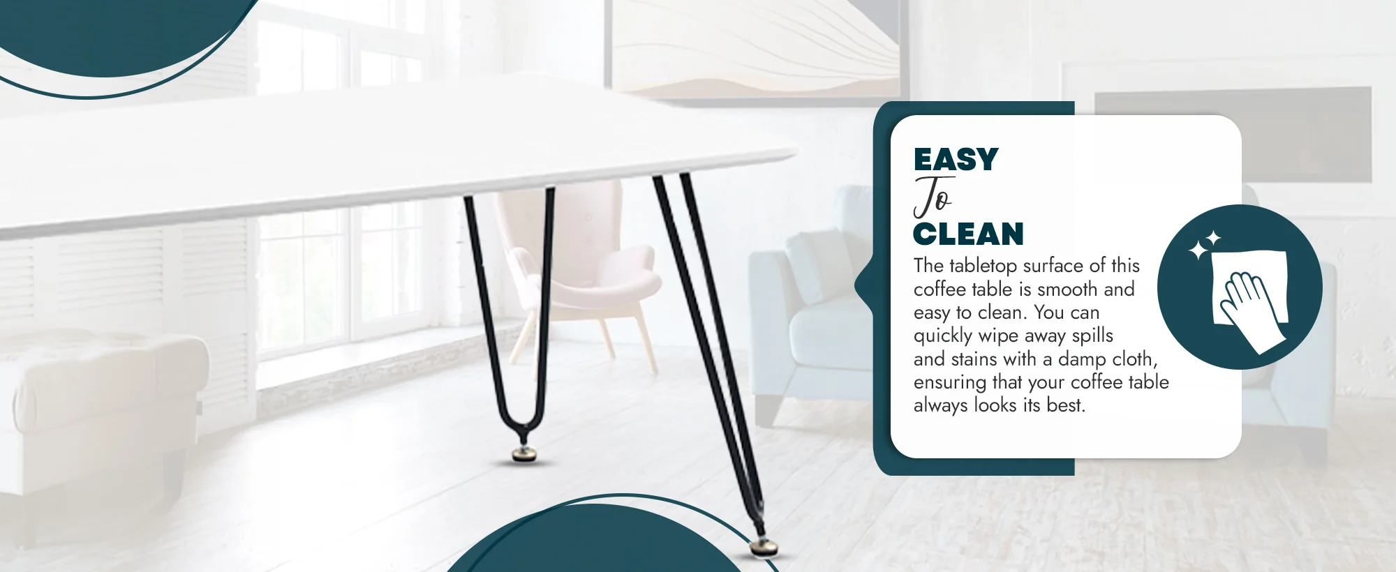 Elmwood Modern Wood Top Coffee Table With Iron Base