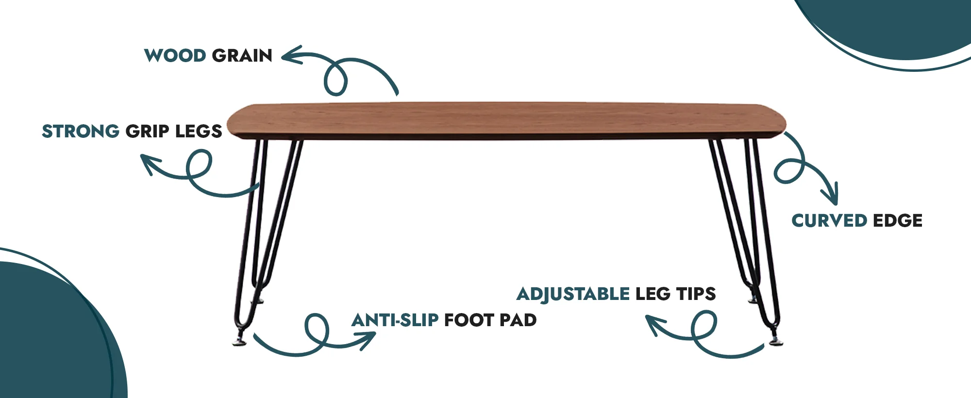 Elmwood Modern Wood Top Coffee Table With Iron Base