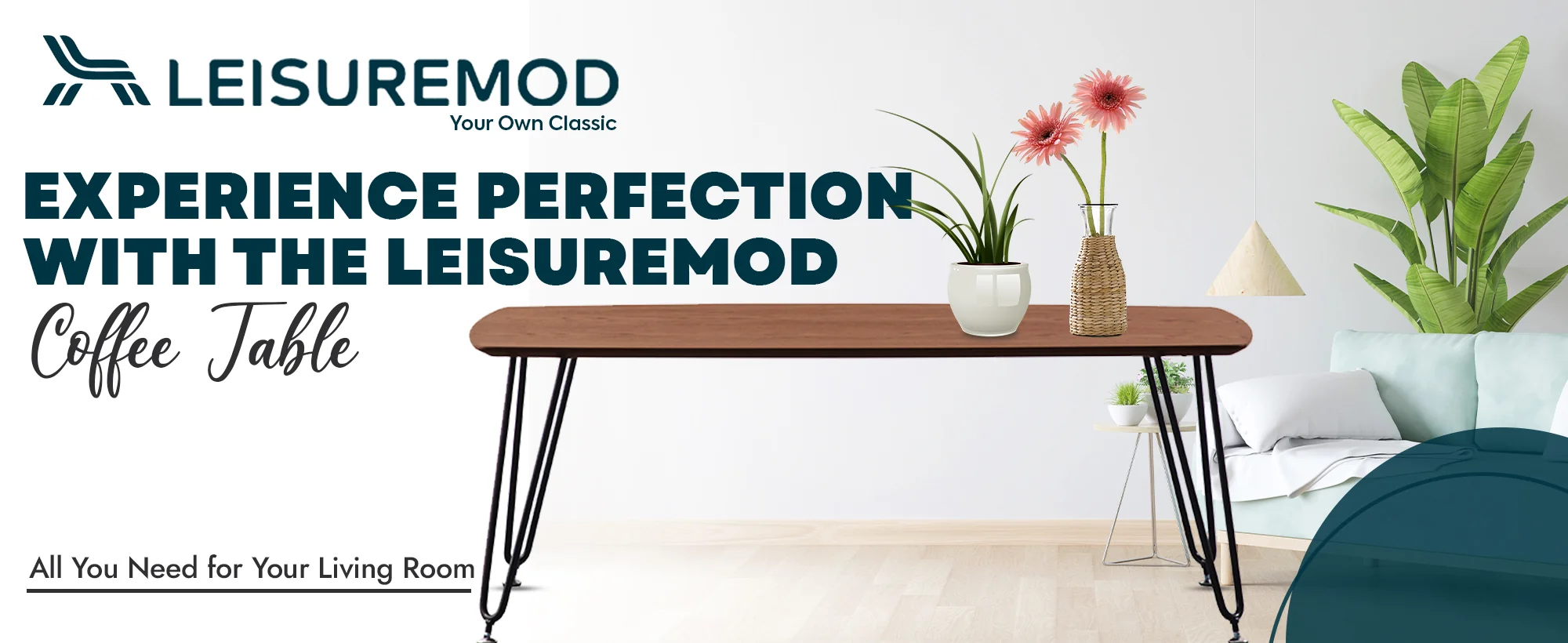 Elmwood Modern Wood Top Coffee Table With Iron Base