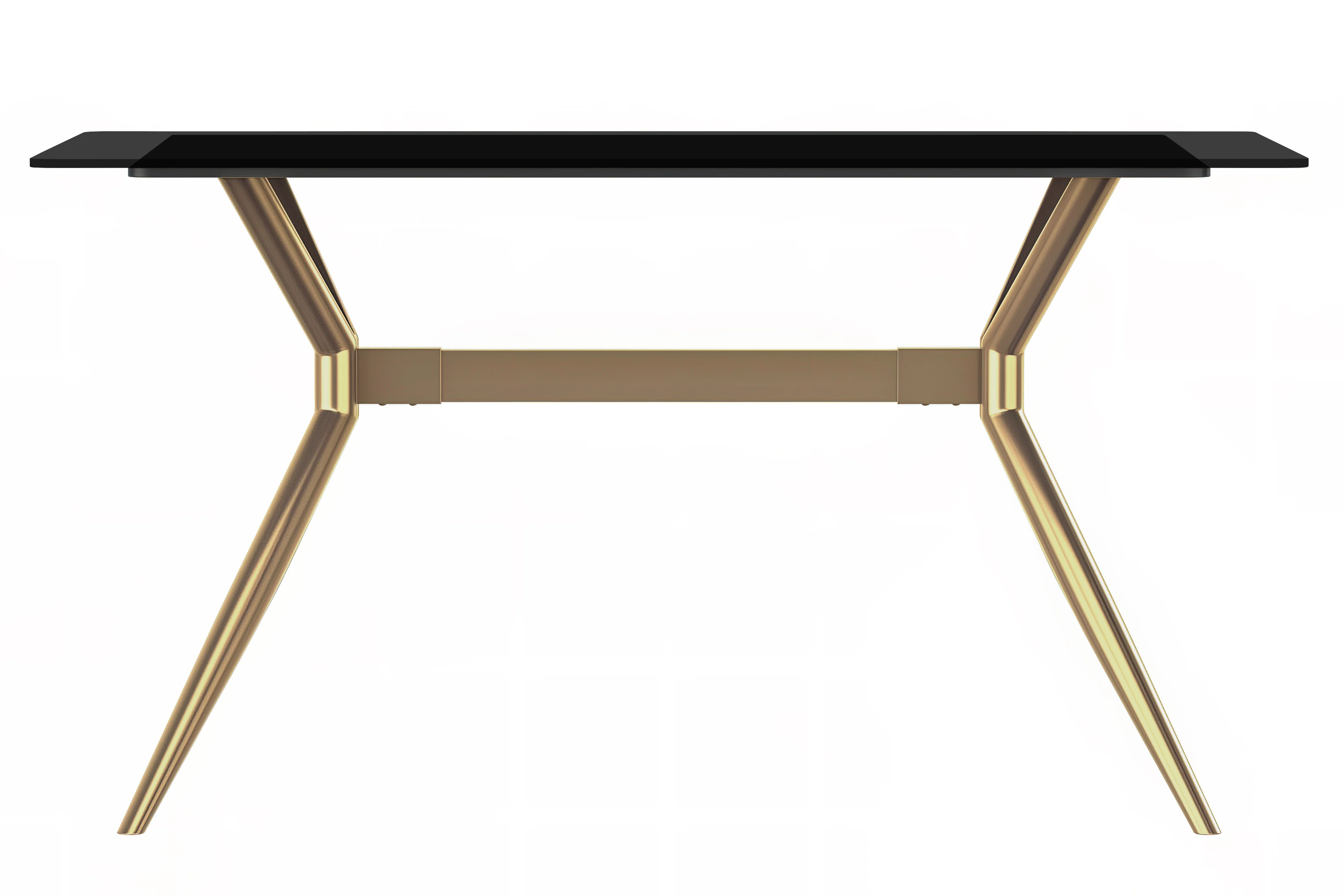 Elega Series Gold Stainless Steel Dining Table 55" With Black Glass Top