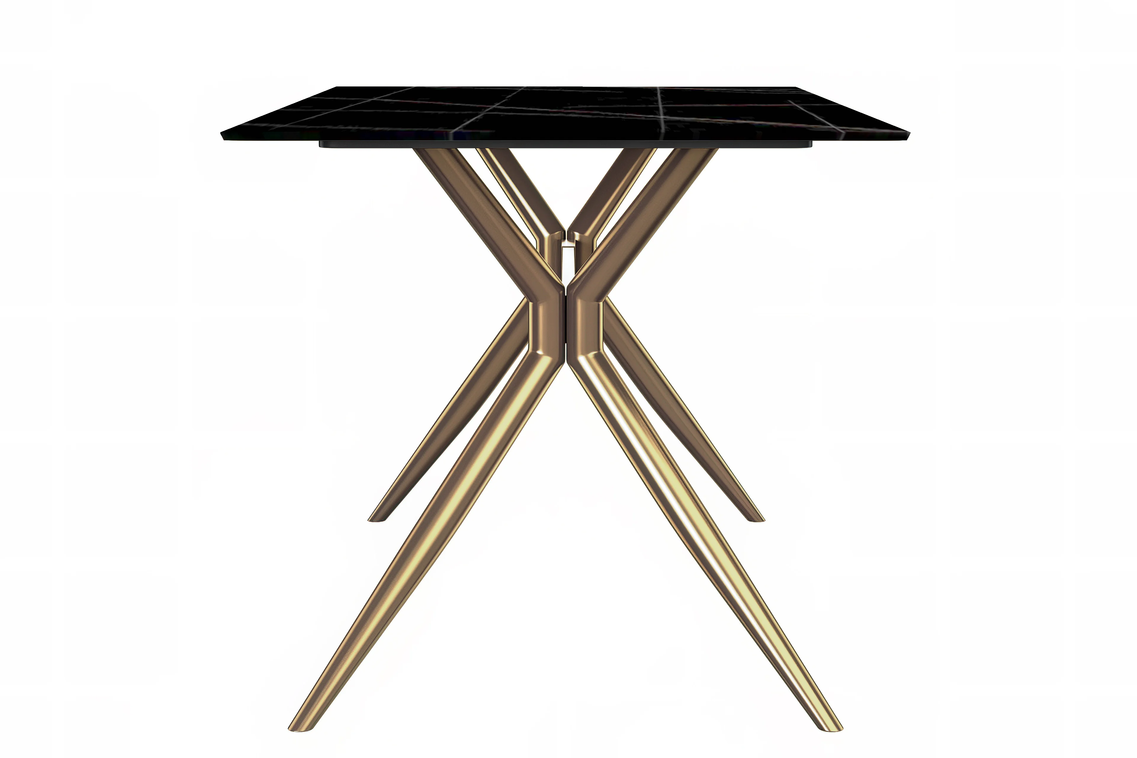 Elega Series Gold Stainless Steel Dining Table 55" With Black/Gold Sintered Stone Top