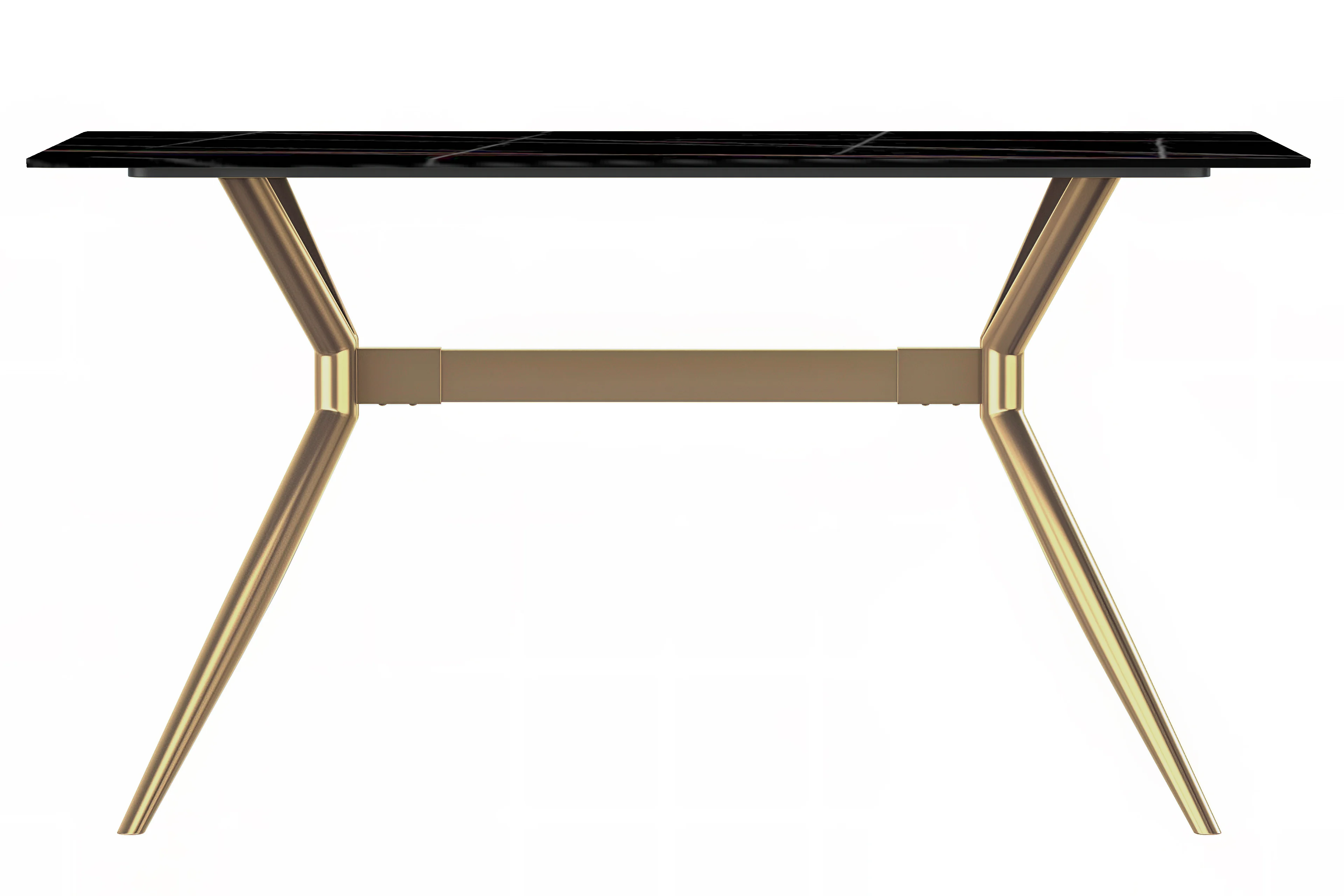 Elega Series Gold Stainless Steel Dining Table 55" With Black/Gold Sintered Stone Top