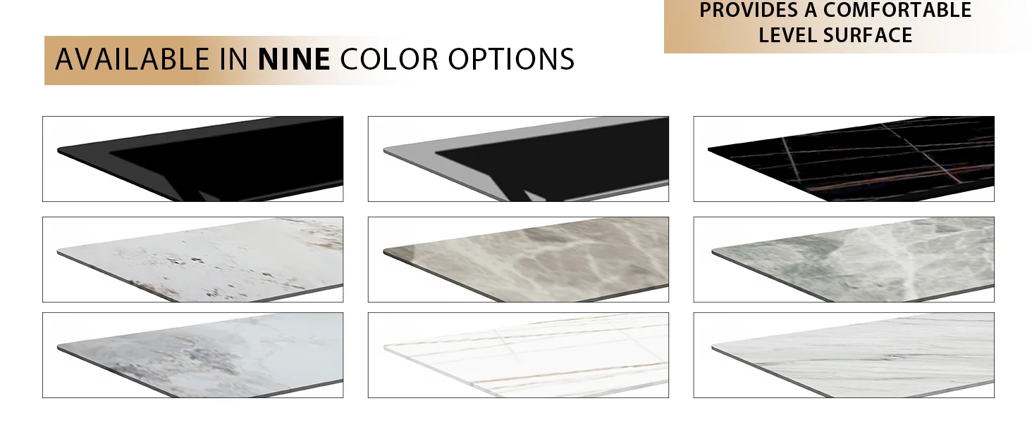 Elega Series Gold Stainless Steel Dining Table 55" With Black/Gold Sintered Stone Top