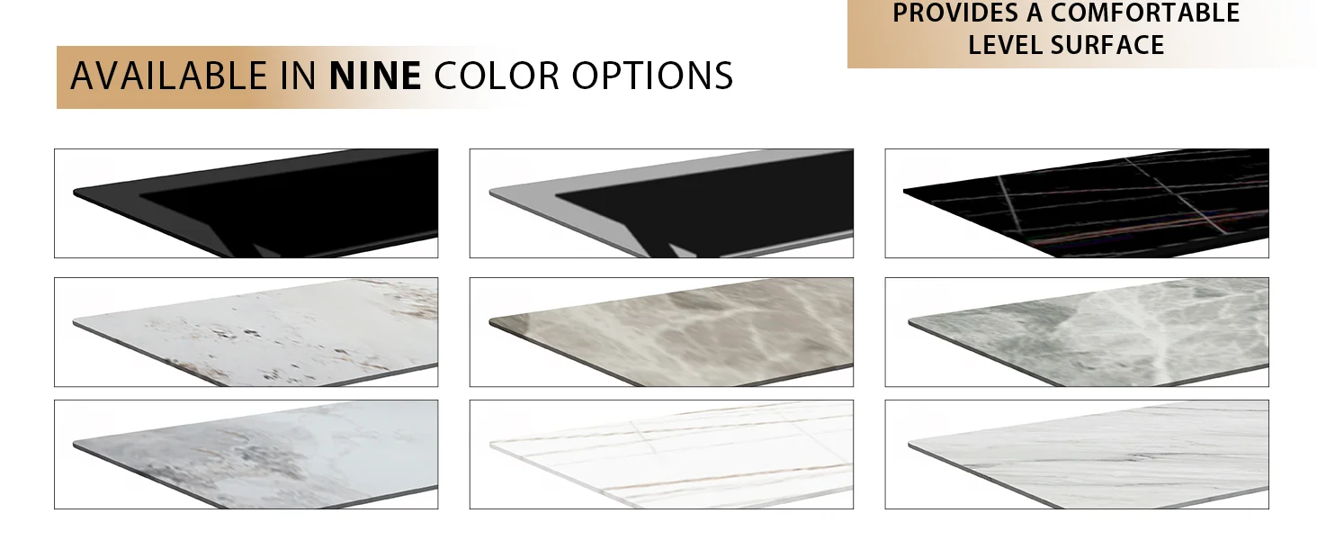 Elega Series Gold Stainless Steel Dining Table 55" With White Grey Sintered Stone Top