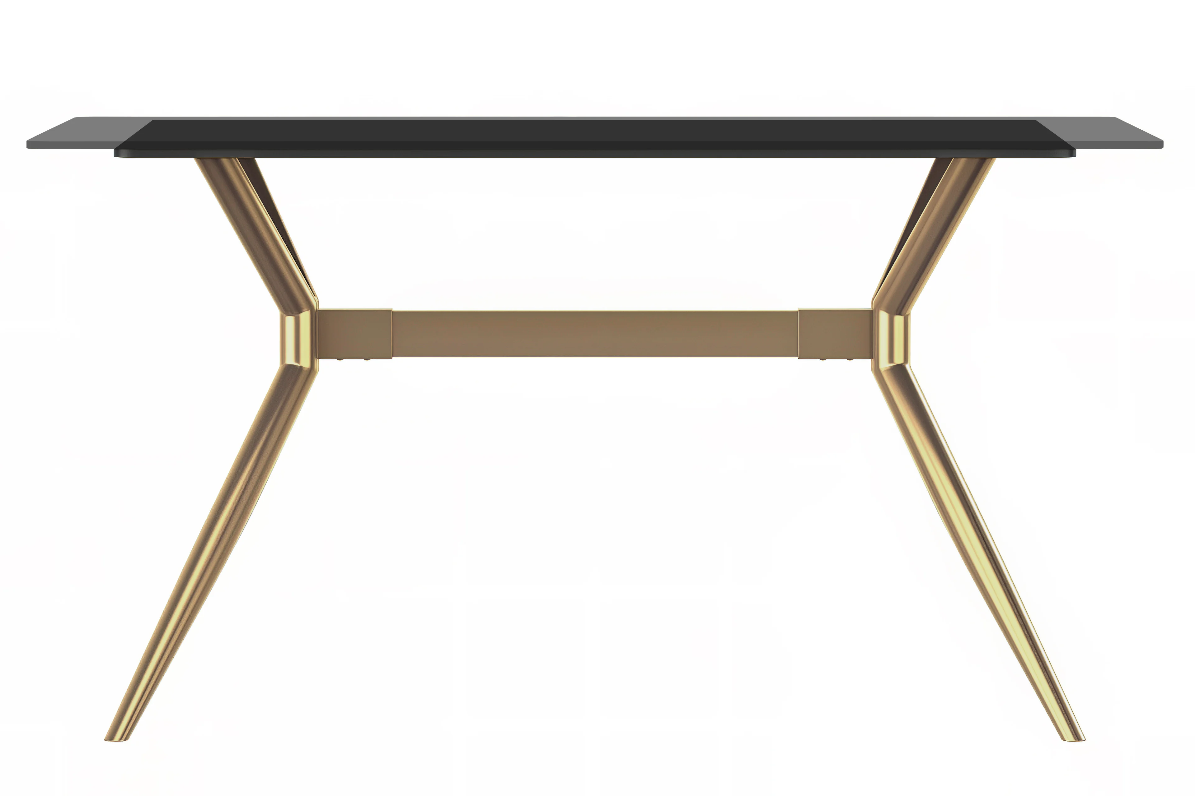 Elega Series Gold Stainless Steel Dining Table 55" With Clear Glass Top
