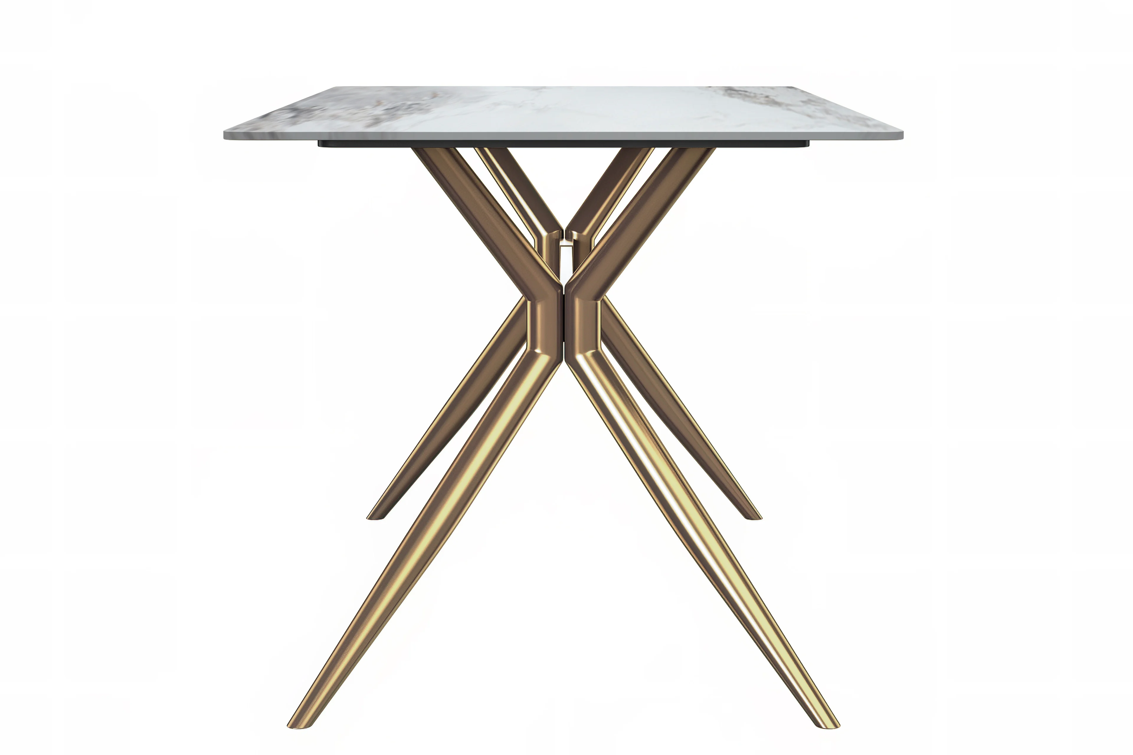 Elega Series Gold Stainless Steel Dining Table 55" With Medium Grey Sintered Stone Top