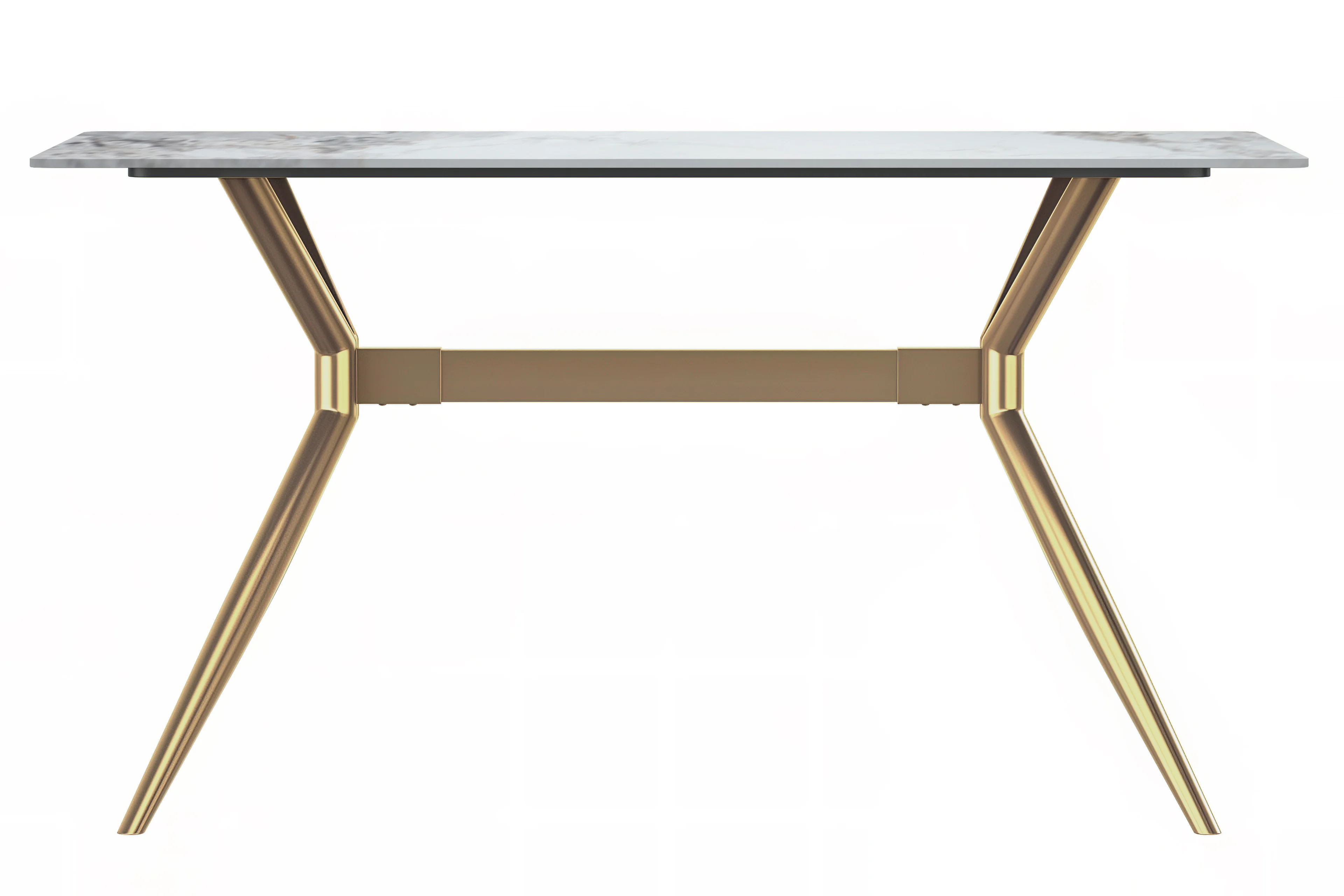 Elega Series Gold Stainless Steel Dining Table 55" With Medium Grey Sintered Stone Top