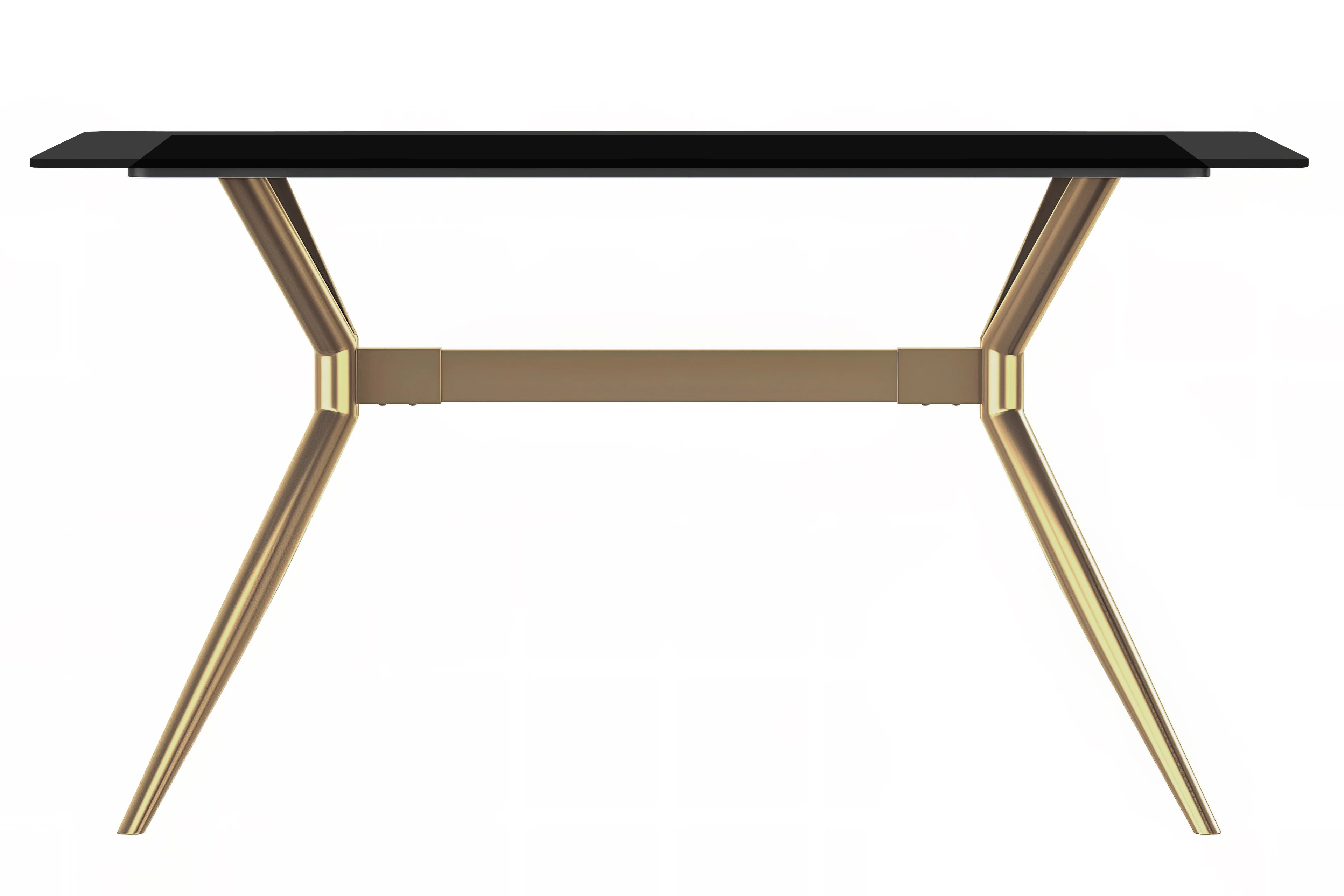 Elega Series Gold Stainless Steel Dining Table 62" With Black Glass Top