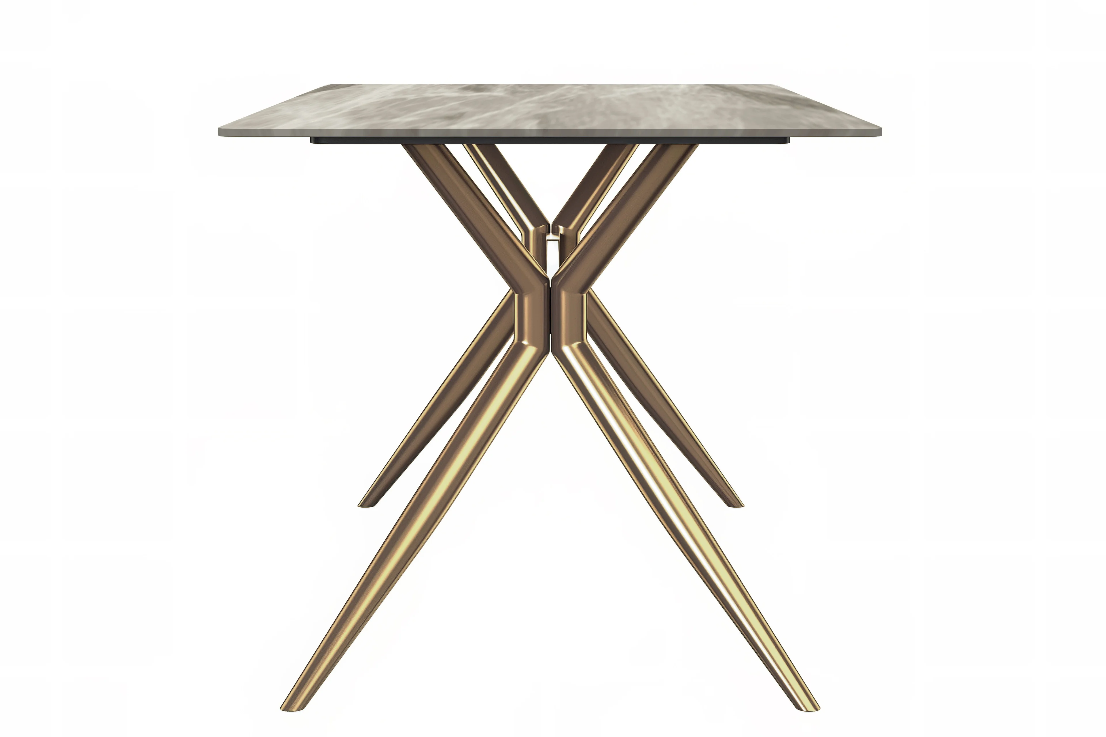 Elega Series Gold Stainless Steel Dining Table 62" With Deep Grey Sintered Stone Top
