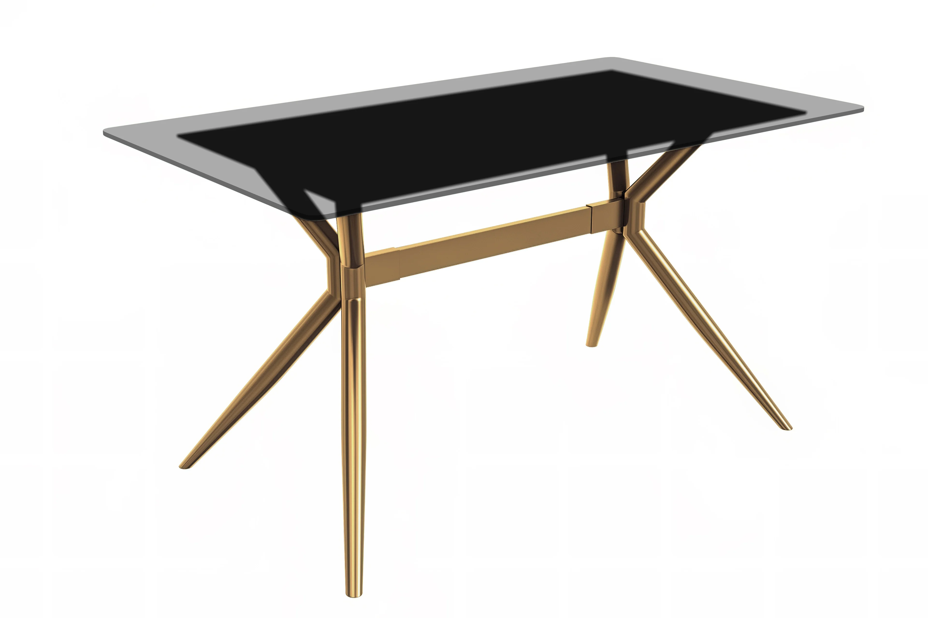 Elega Series Gold Stainless Steel Dining Table 71" With Clear Glass Top