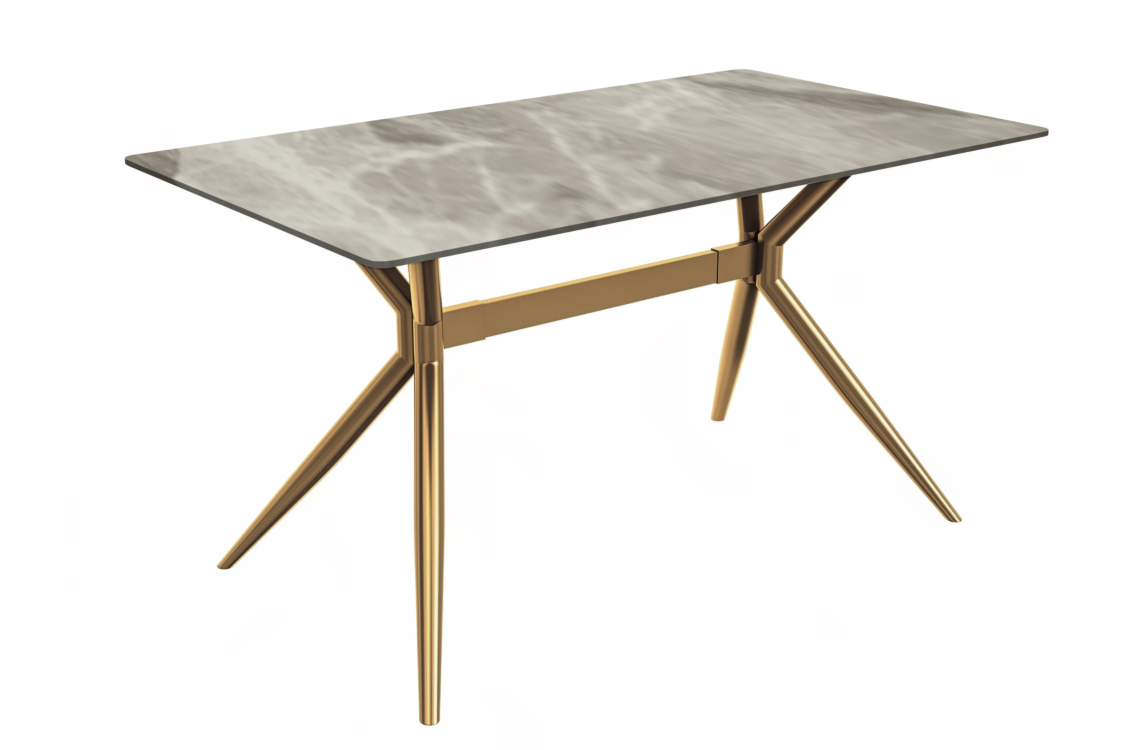 Elega Series Gold Stainless Steel Dining Table 71" With Deep Grey Sintered Stone Top