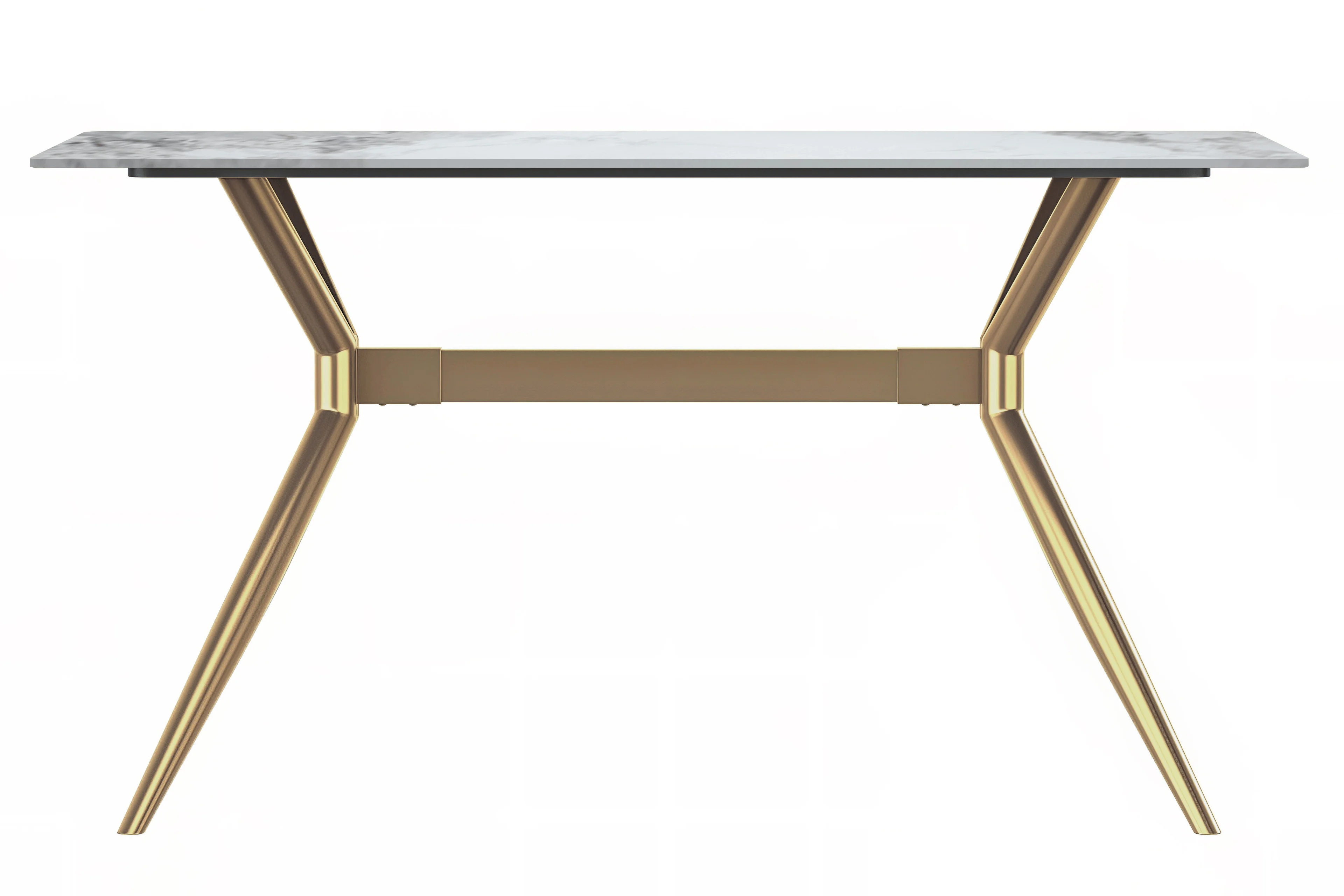 Elega Series Gold Stainless Steel Dining Table 71" With Medium Grey Sintered Stone Top