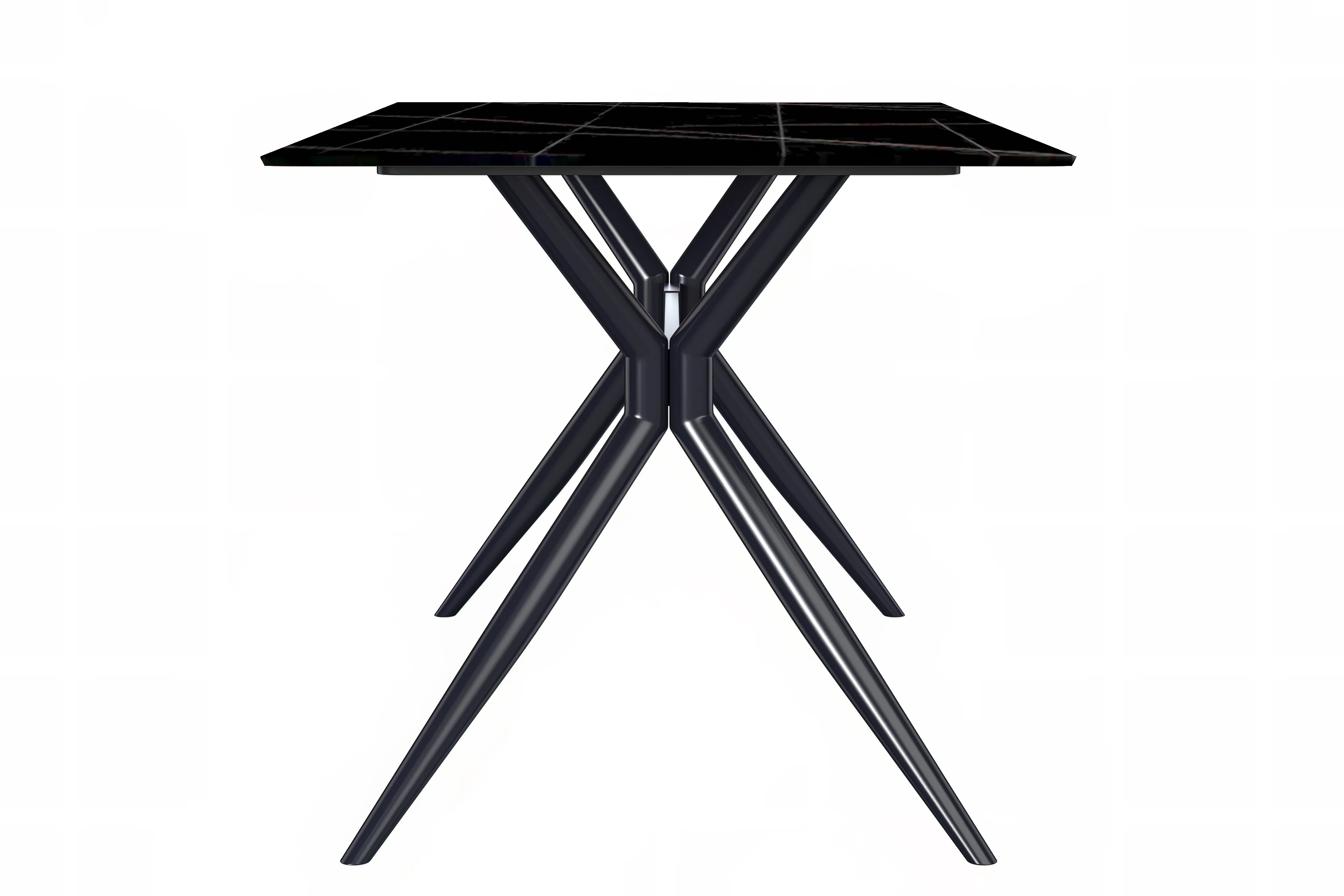 Elega Series Black Stainless Steel Dining Table 55 With Black/Gold Sintered Stone Top