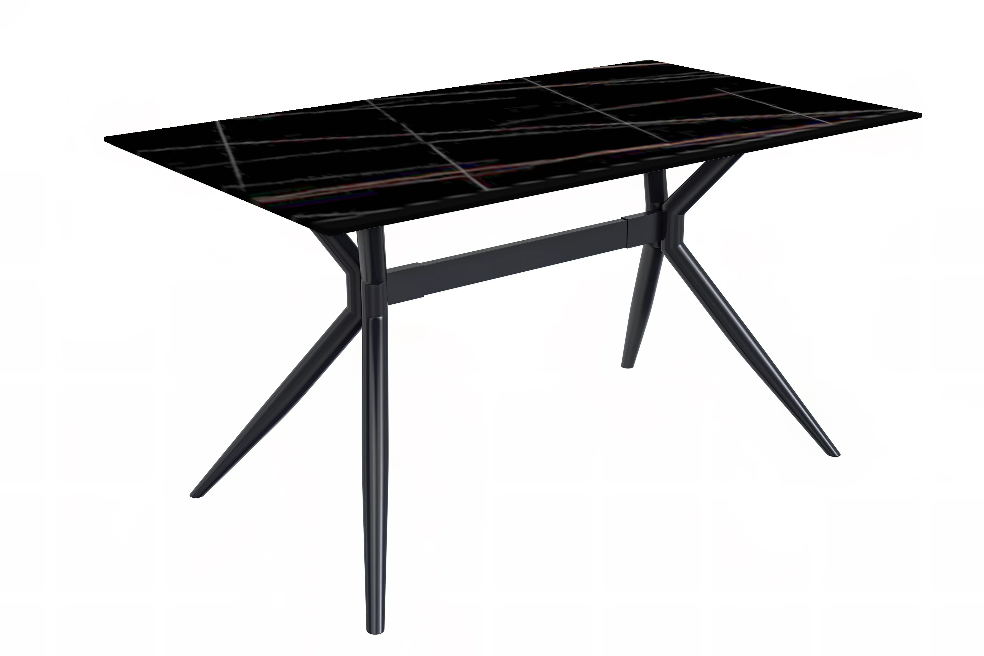 Elega Series Black Stainless Steel Dining Table 55 With Black/Gold Sintered Stone Top