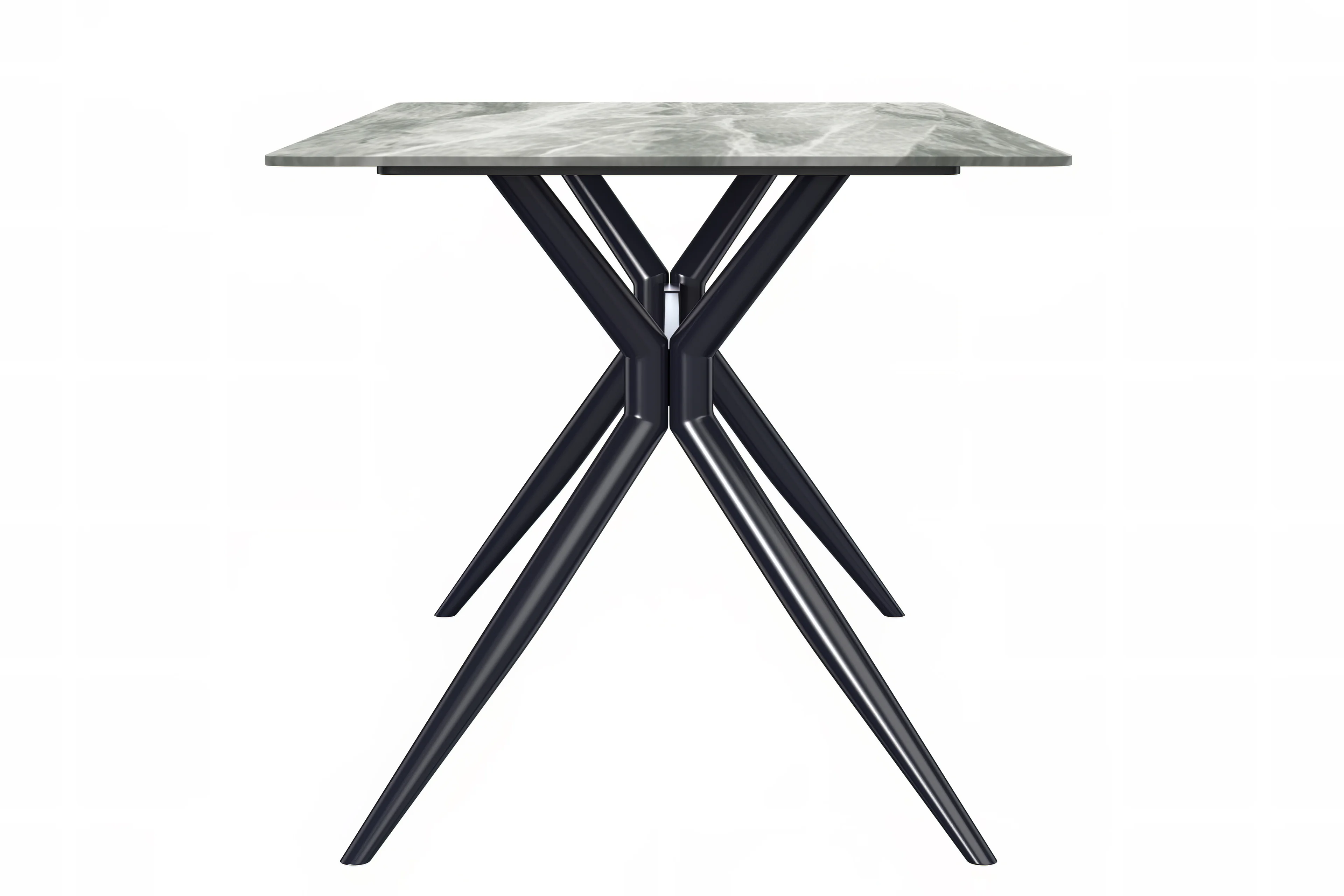 Elega Series Black Stainless Steel Dining Table 55 With Light Grey Sintered Stone Top