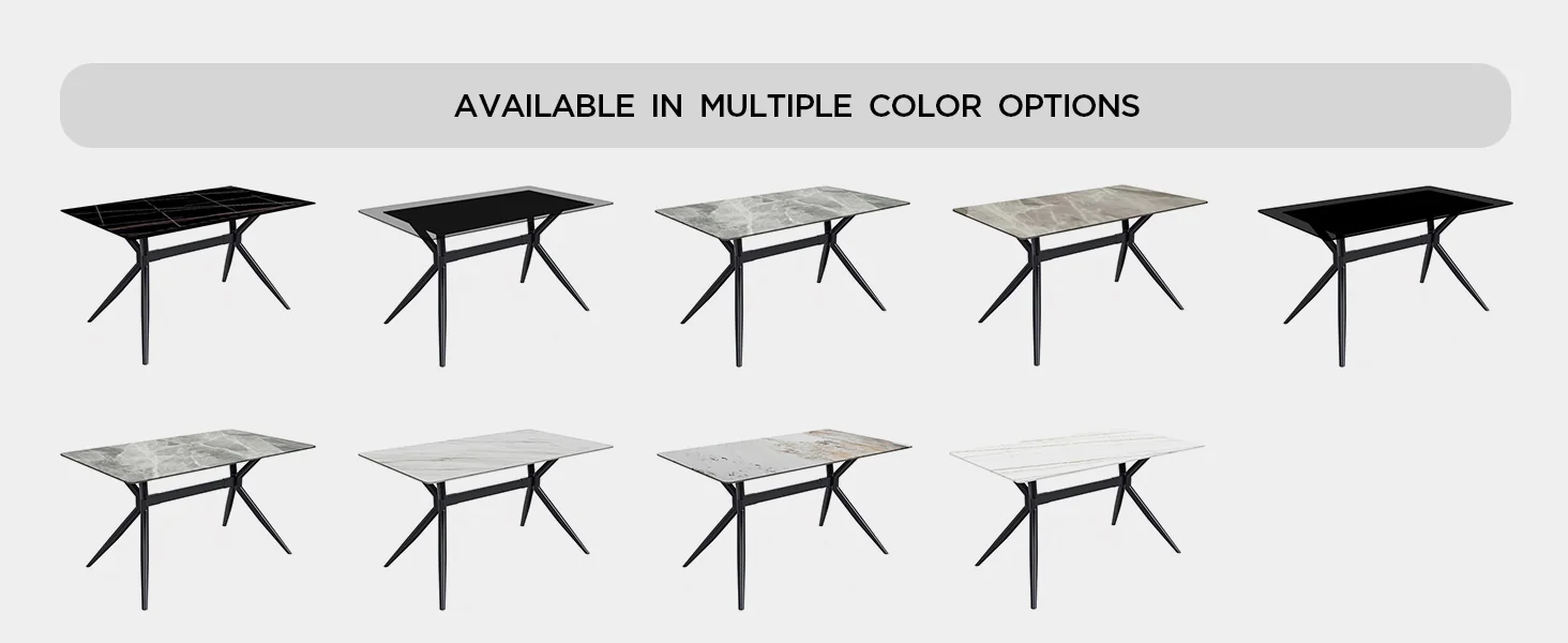 Elega Series Black Stainless Steel Dining Table 55 With Medium Grey Sintered Stone Top