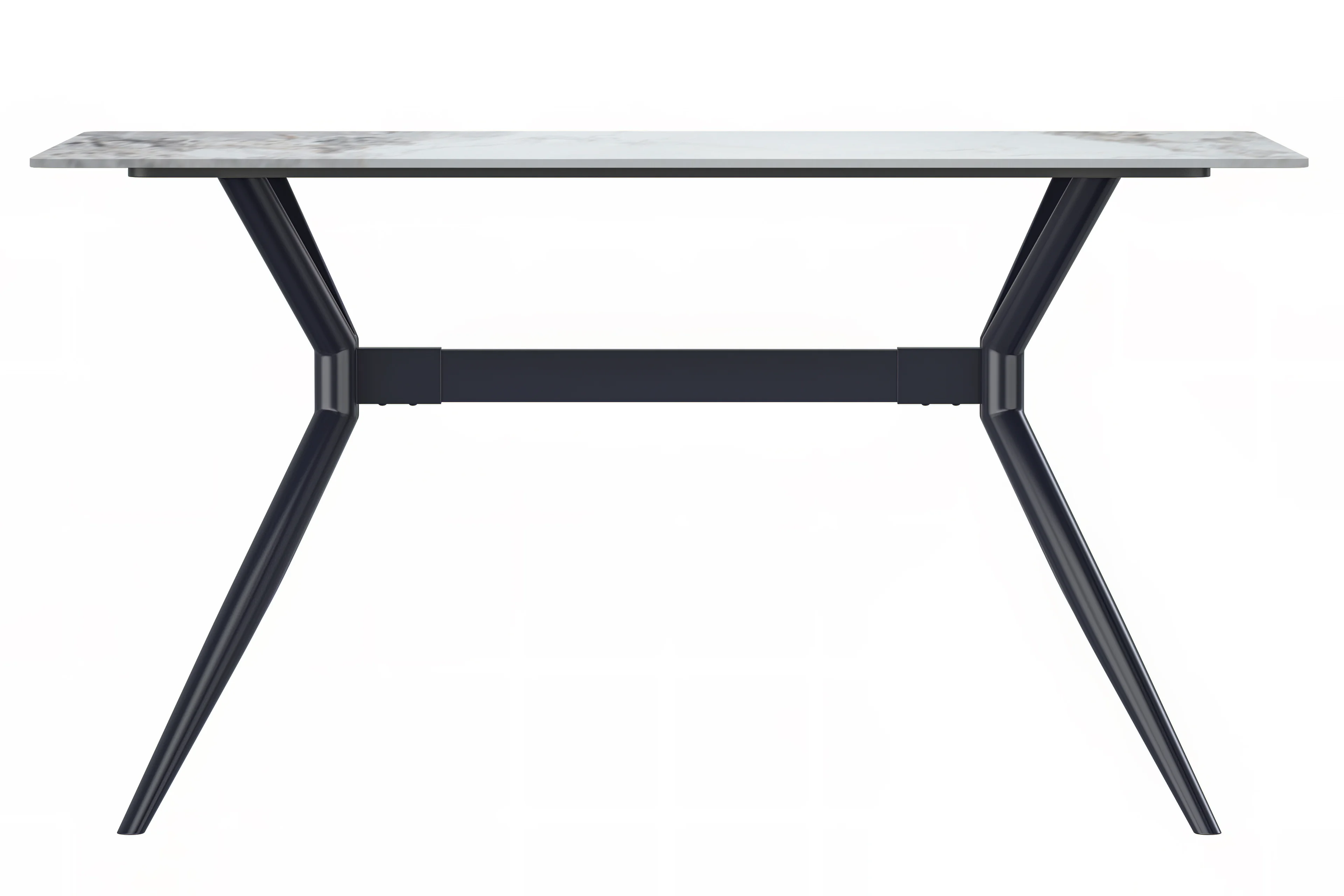 Elega Series Black Stainless Steel Dining Table 55 With Medium Grey Sintered Stone Top
